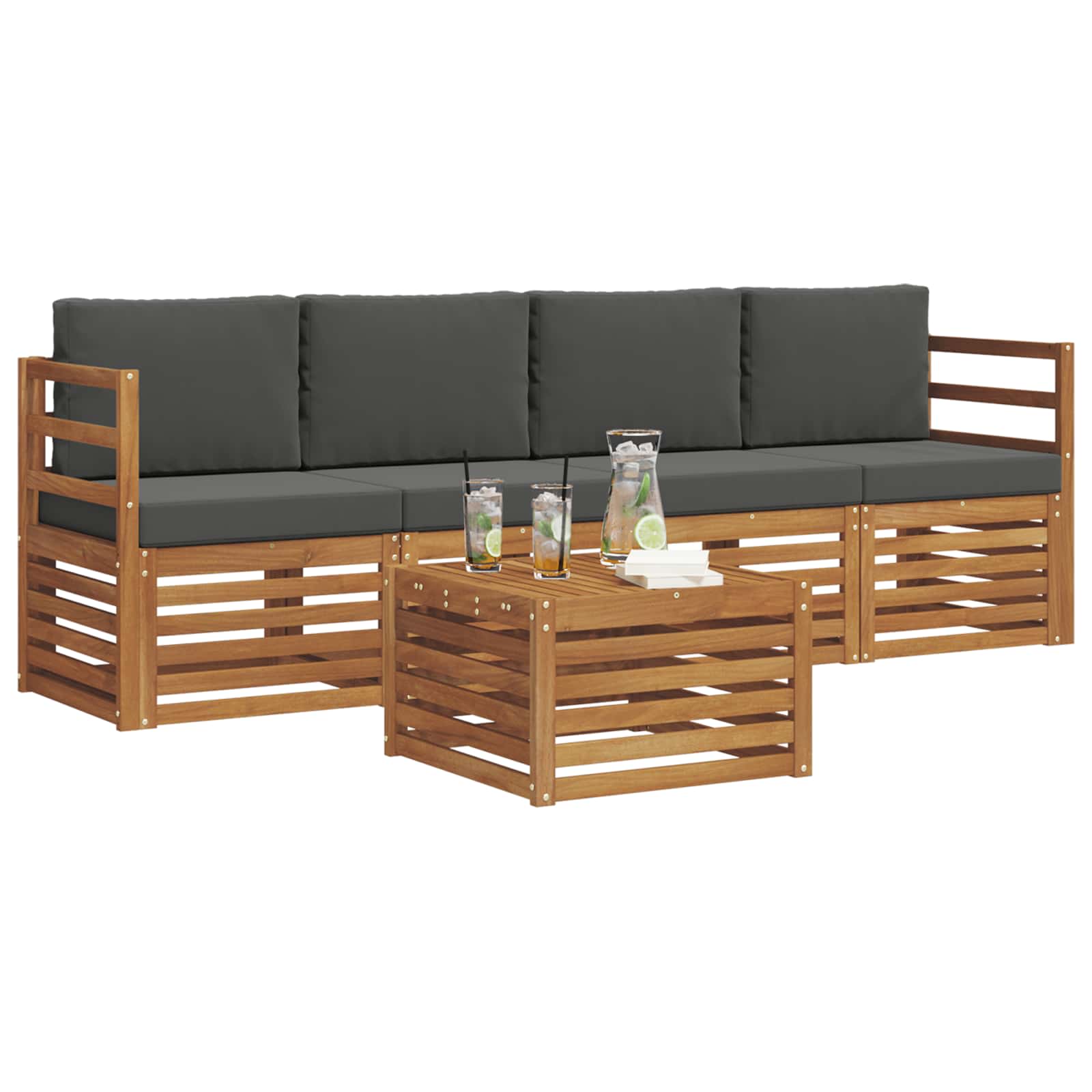 Ensemble de canapés d'extérieur 5 pcs Naturel et Anthracite - XIOS