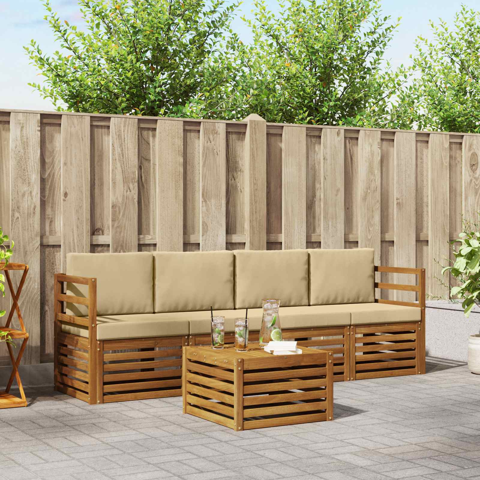 Ensemble de canapés d'extérieur 5 pc Naturel et Beige