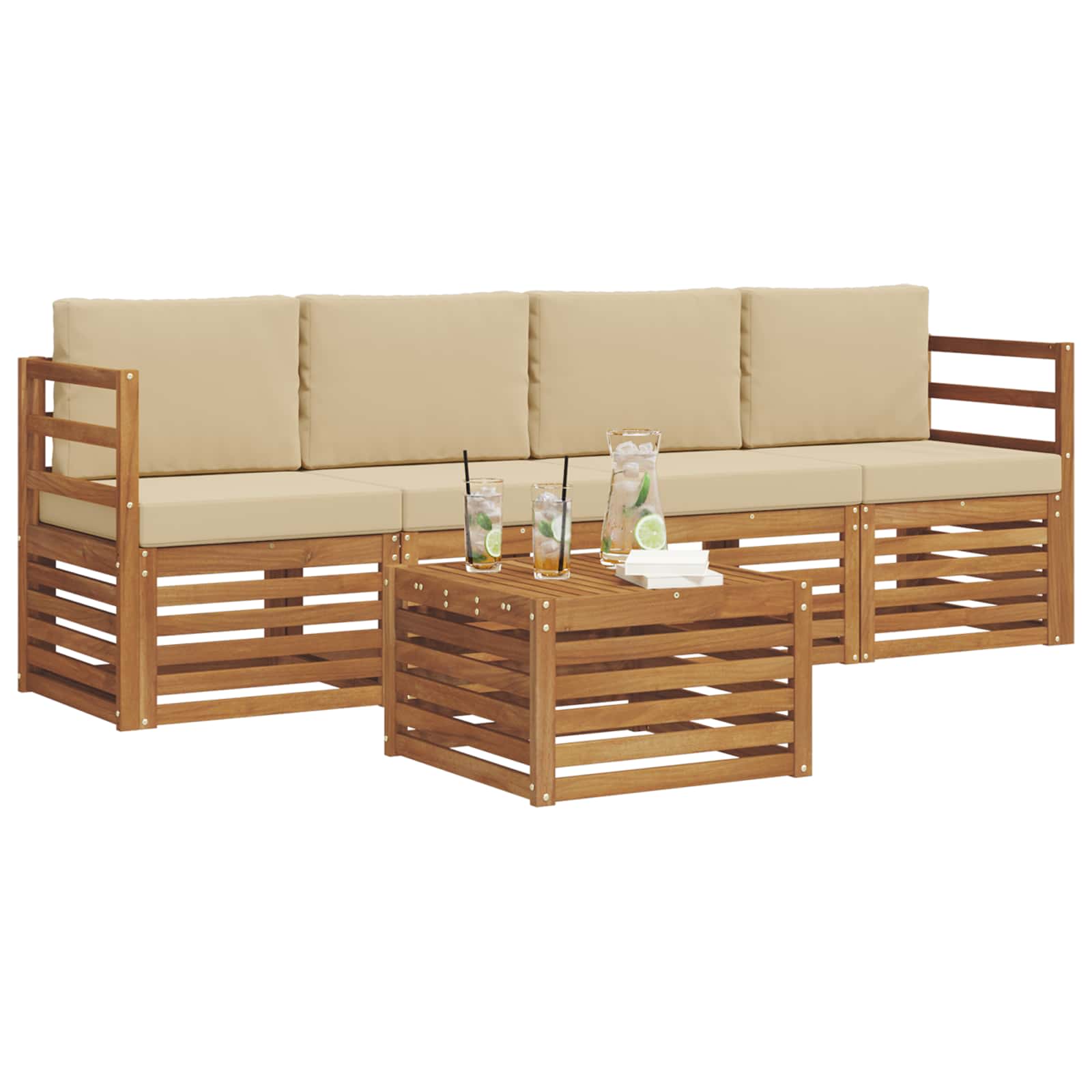 Ensemble de canapés d'extérieur 5 pc Naturel et Beige