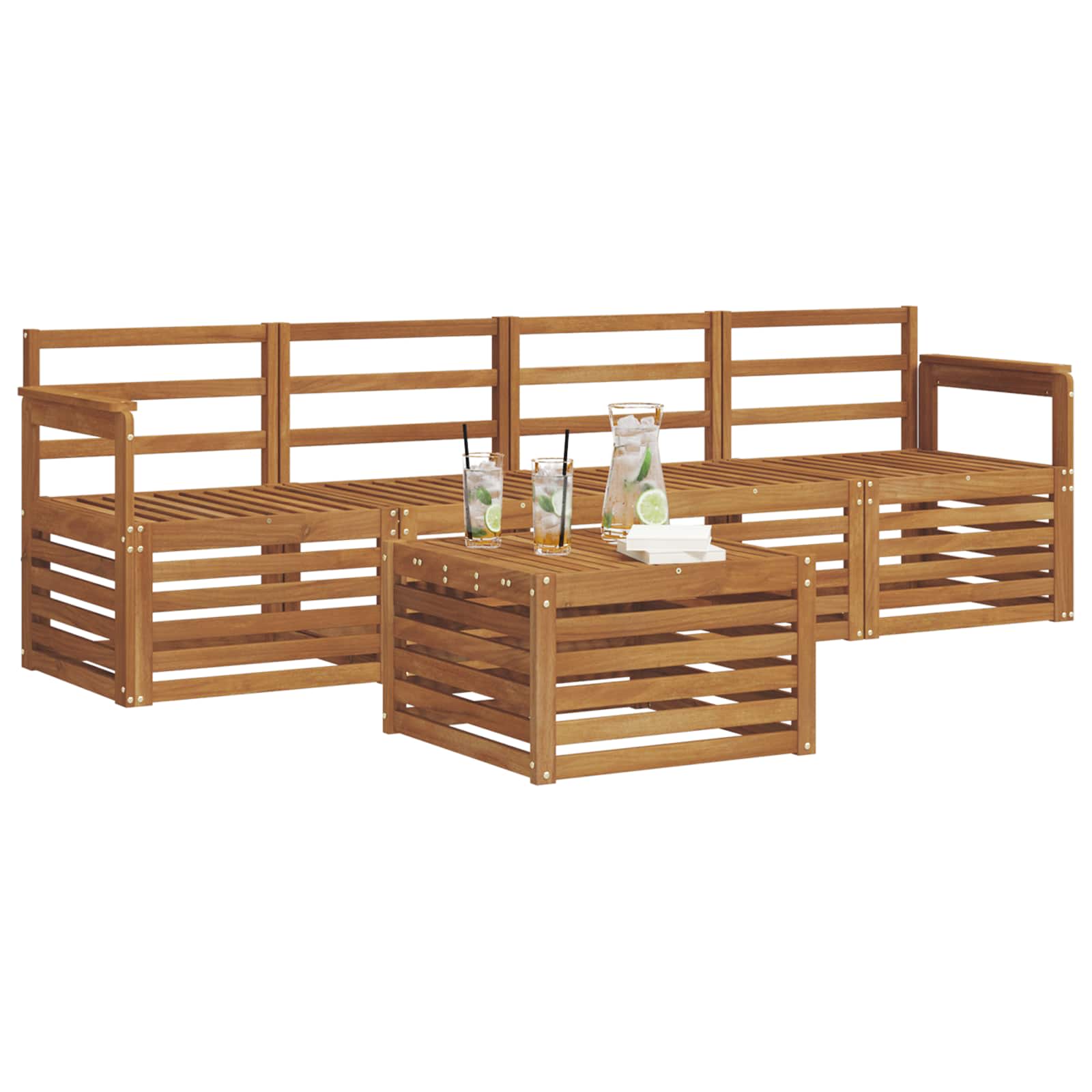 Ensembles de canapés 5 pcs Naturel Bois d'Acacia Massif - XIOS