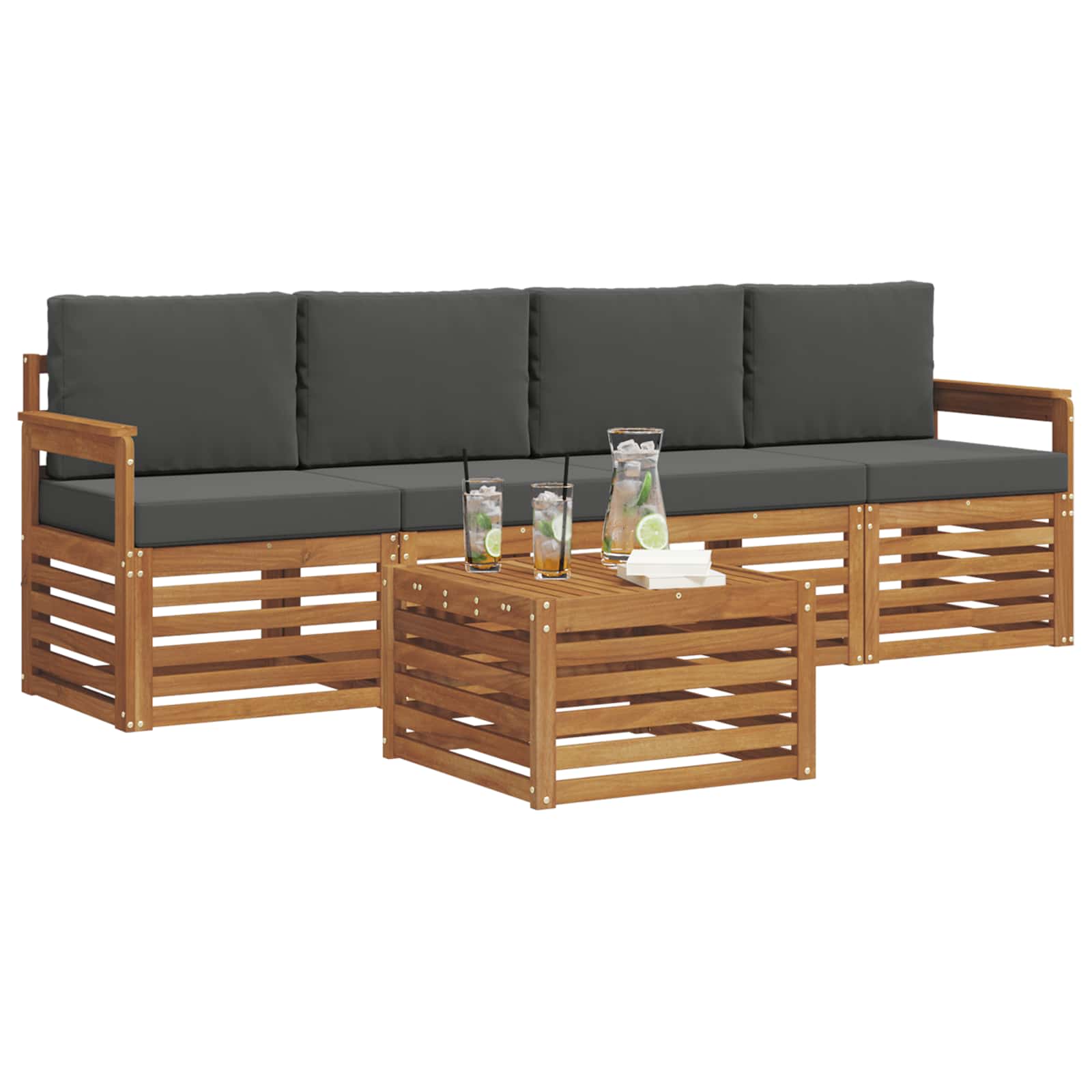 Ensemble de canapés d'extérieur 5 pc Naturel et Anthracite