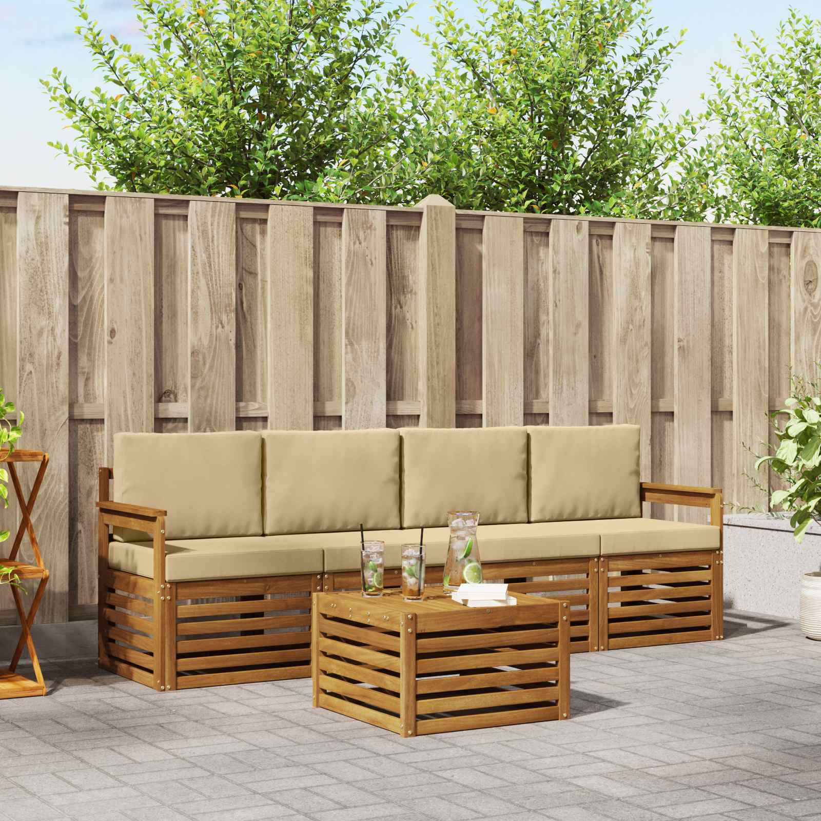 Ensemble de canapés d'extérieur 5 pcs Naturel et Beige - XIOS