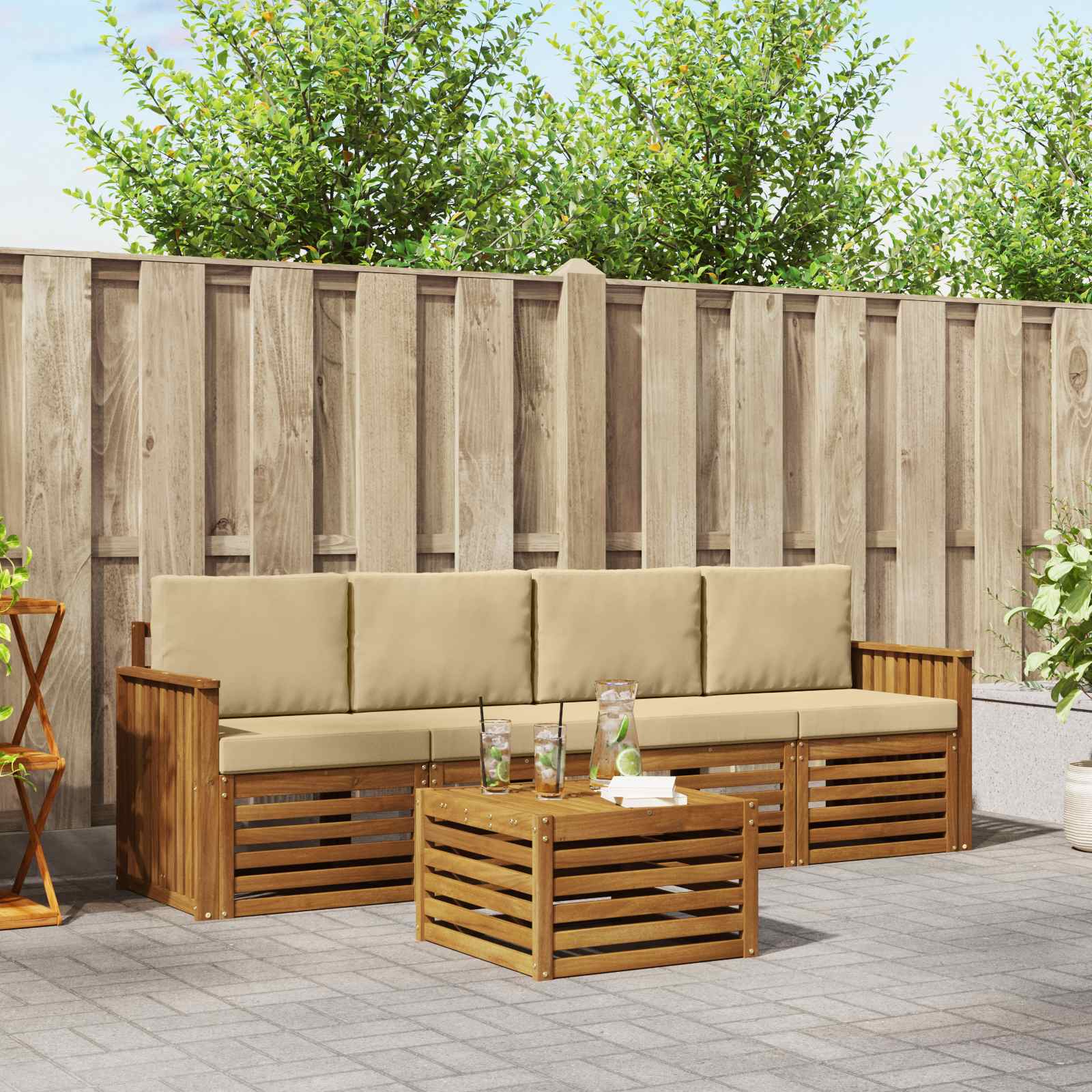 Ensemble de canapés d'extérieur 5 pcs Naturel et Beige - XIOS