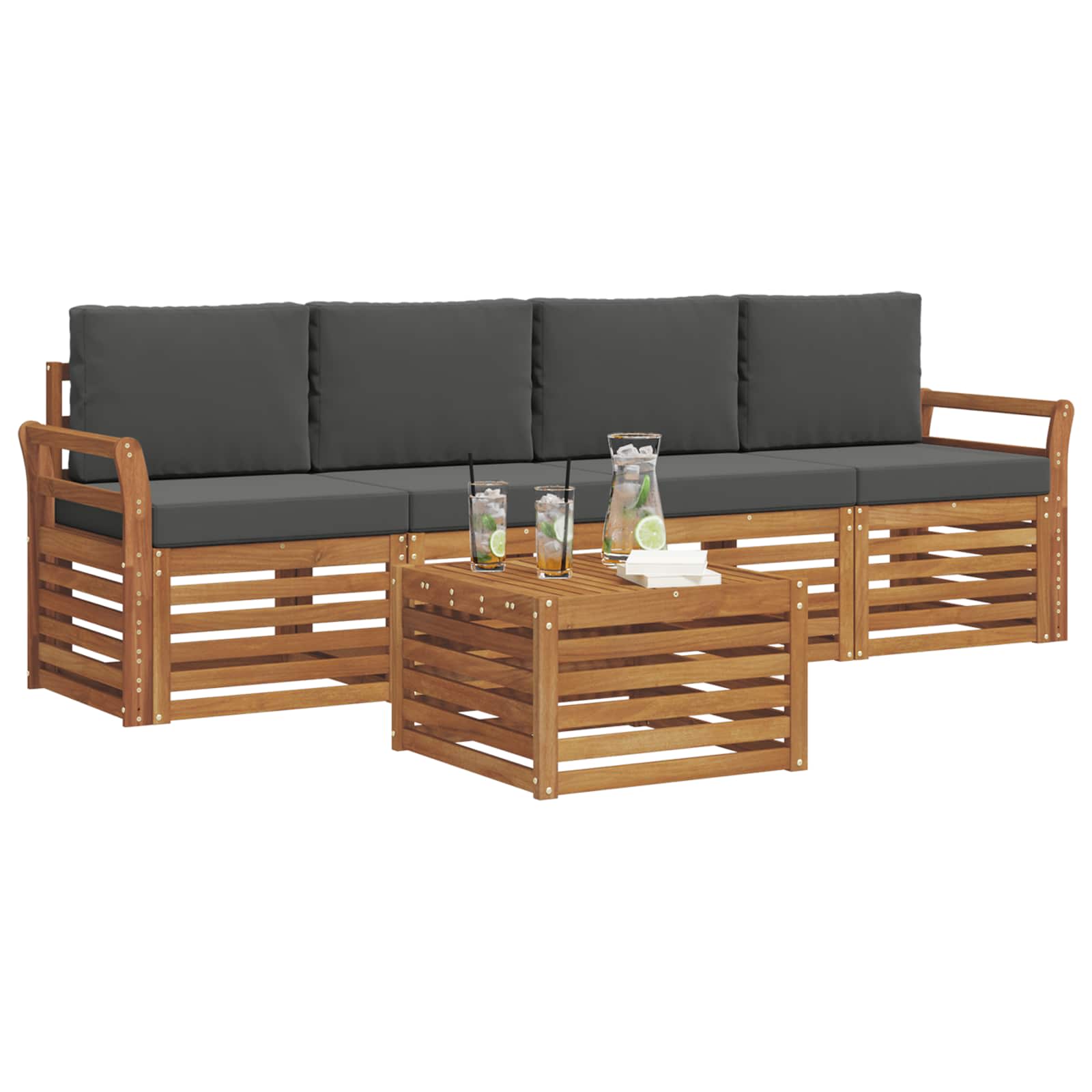Ensemble de canapés d'extérieur 5 pcs Naturel et Anthracite - XIOS