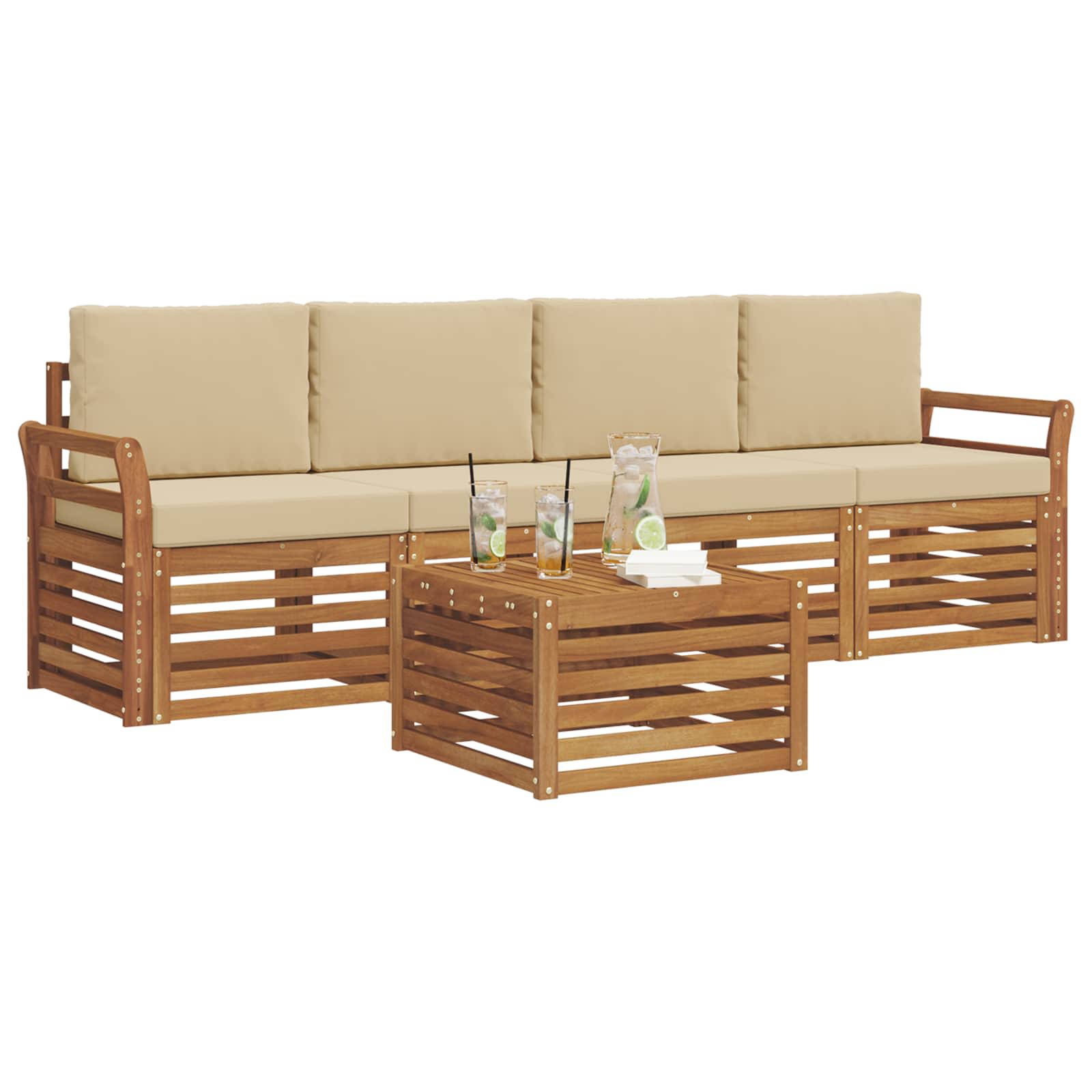 Ensemble de canapés d'extérieur 5 pcs Naturel et Beige - XIOS