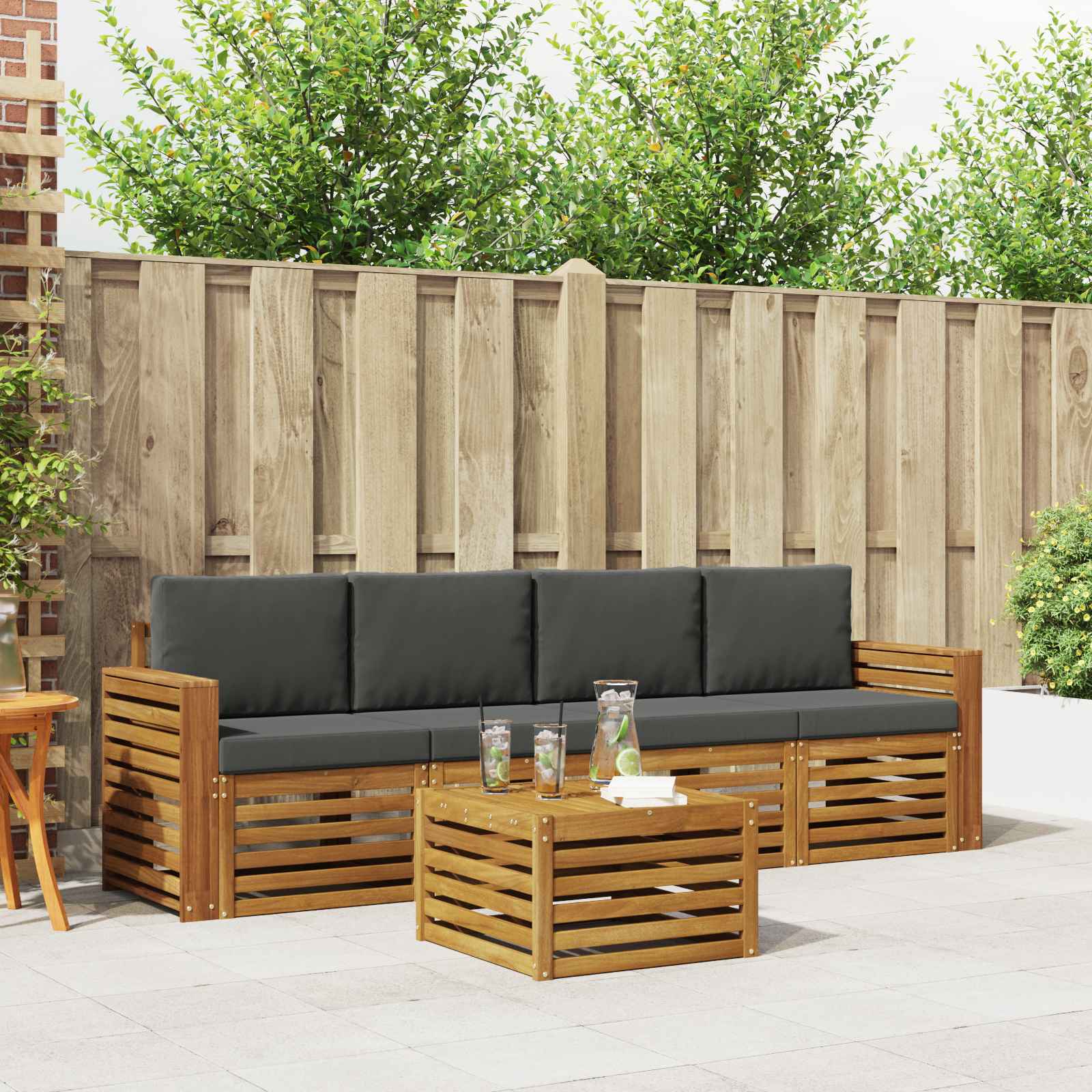 Ensemble de canapés d'extérieur 5 pcs Naturel et Anthracite - XIOS