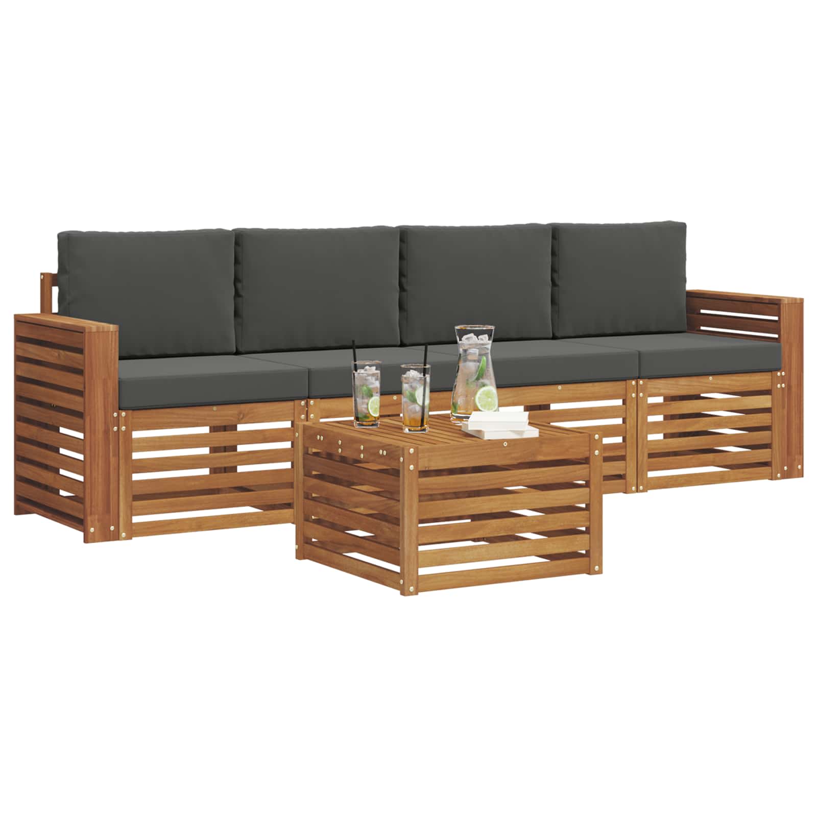 Ensemble de canapés d'extérieur 5 pcs Naturel et Anthracite - XIOS