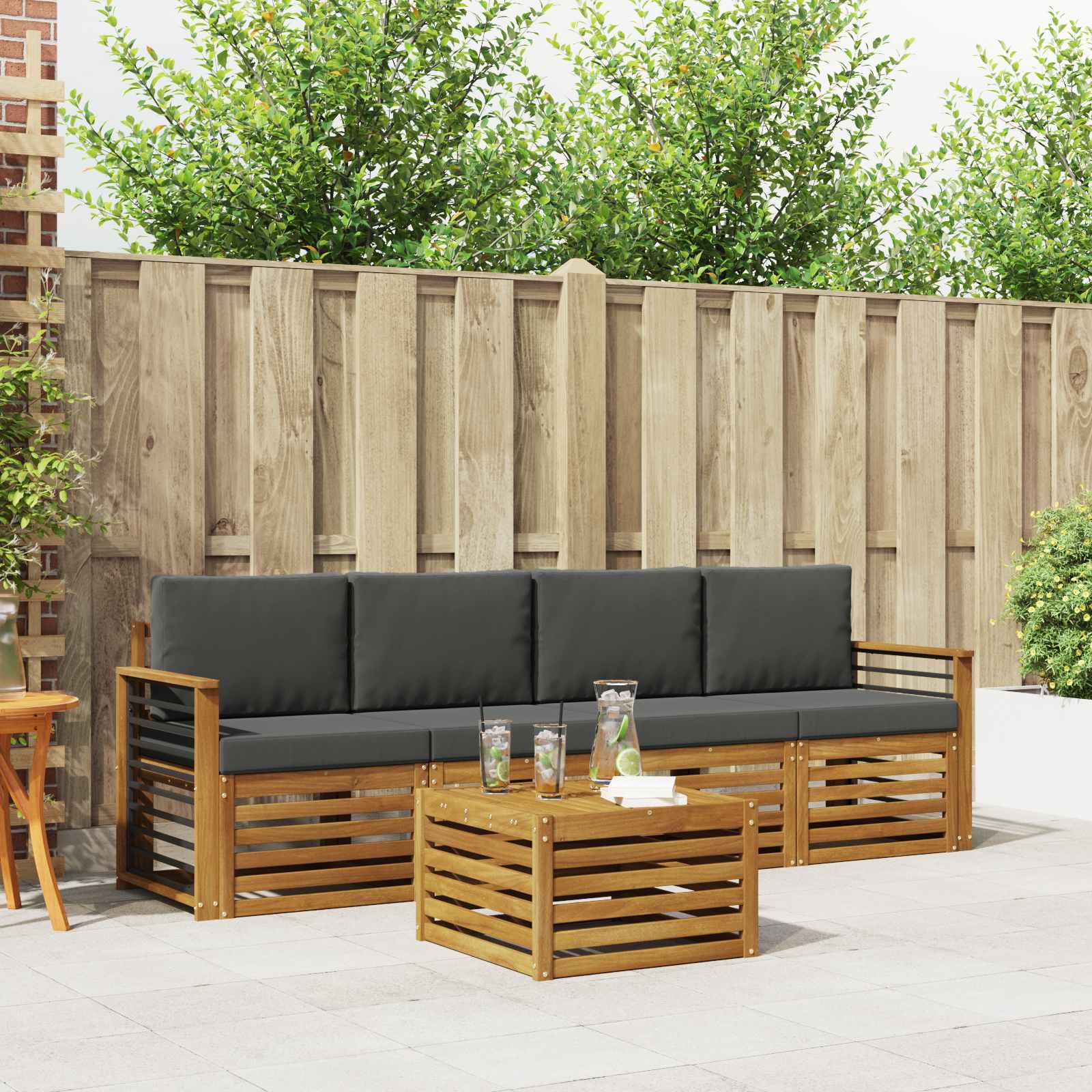 Ensemble de canapés d'extérieur 5 pc Naturel et Anthracite