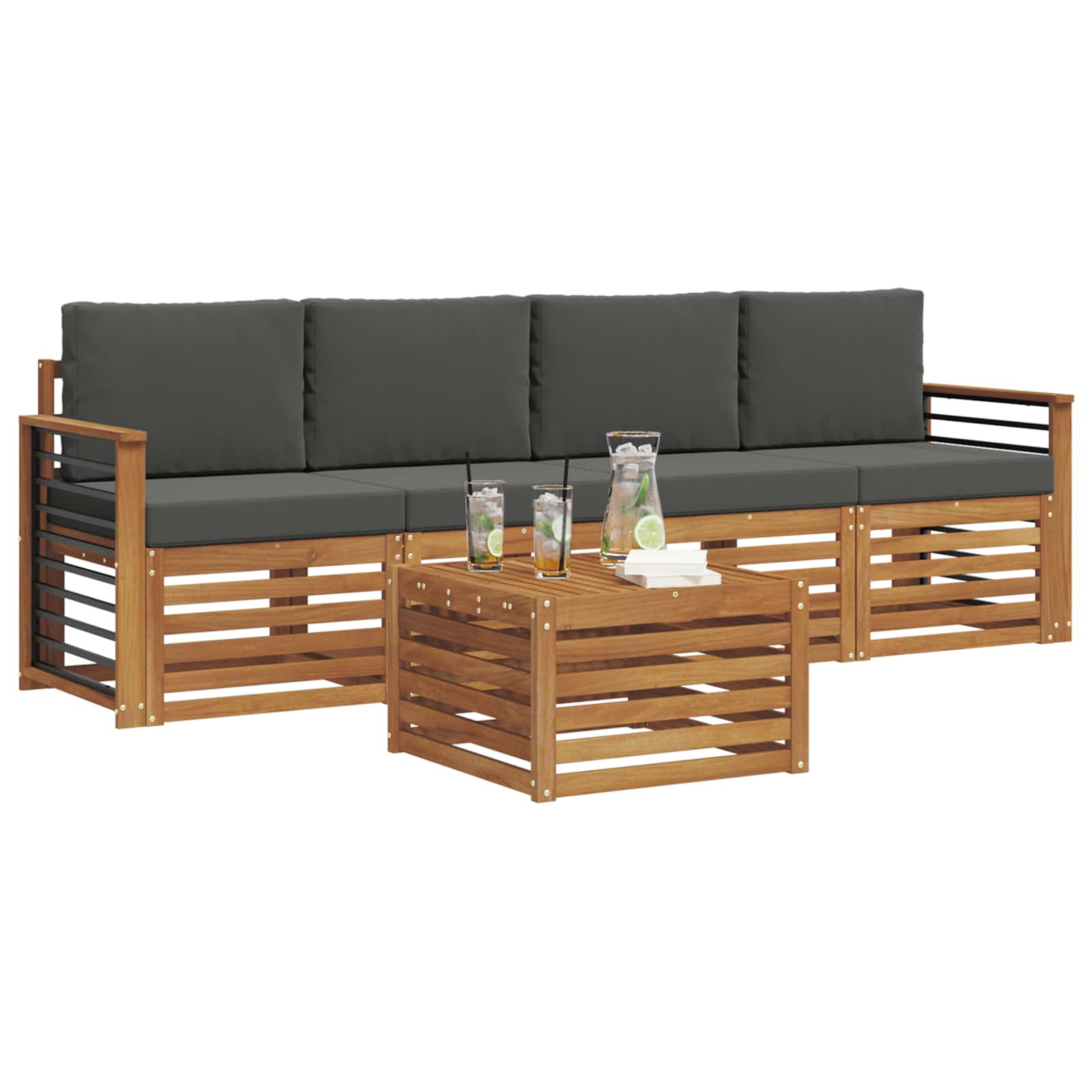 Ensemble de canapés d'extérieur 5 pc Naturel et Anthracite