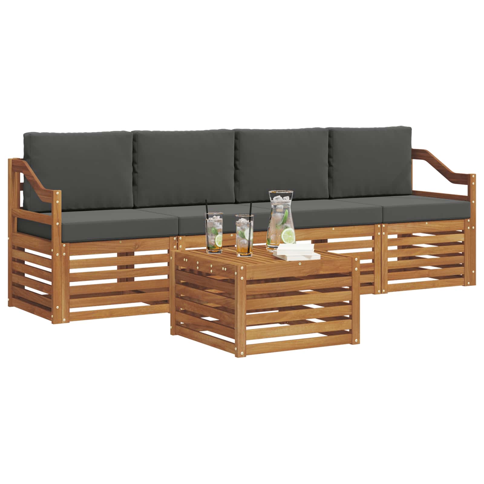Ensemble de canapés d'extérieur 5 pcs Naturel et Anthracite - XIOS