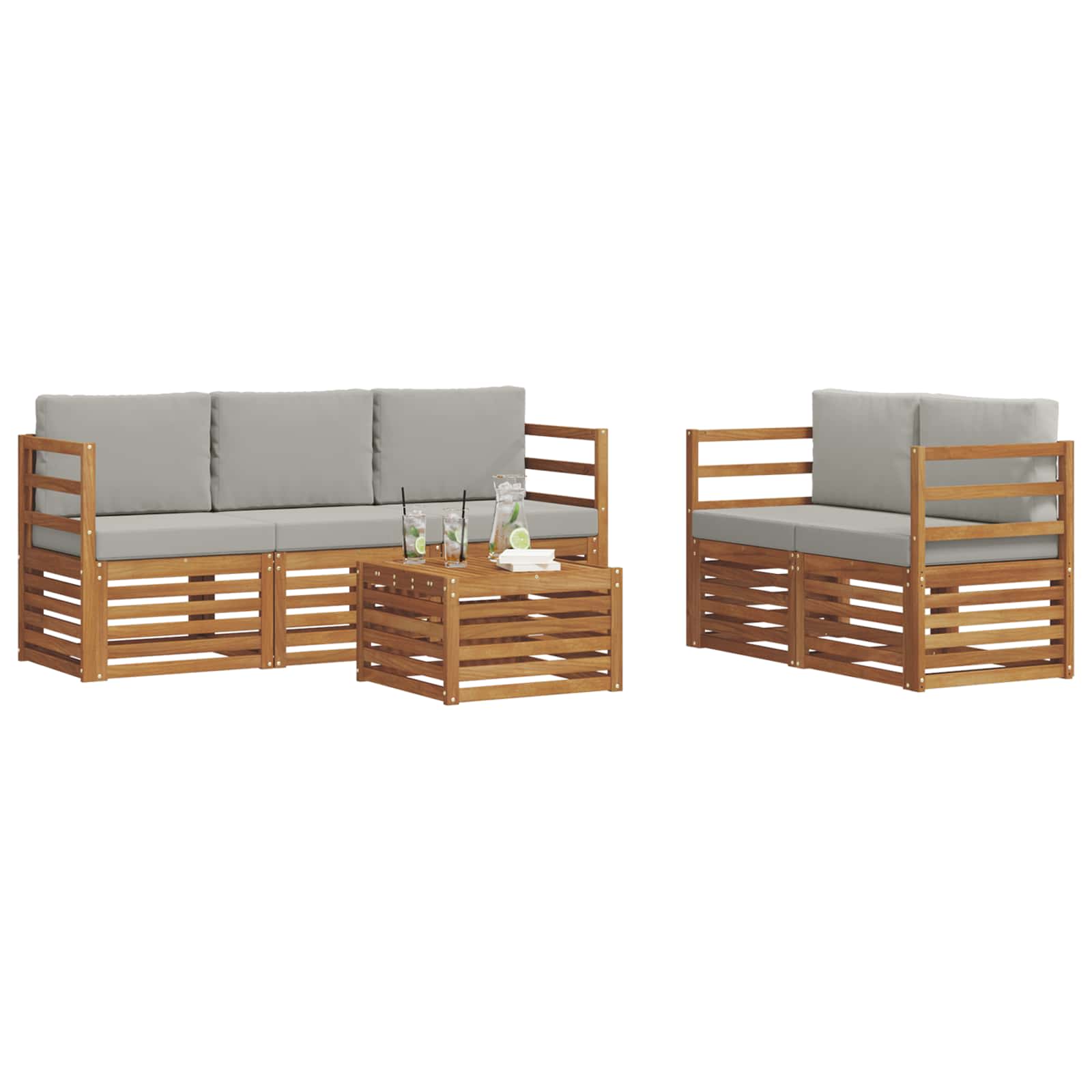 Ensembles de canapés avec coussin 6 pcs Gris Naturel et Clair - XIOS