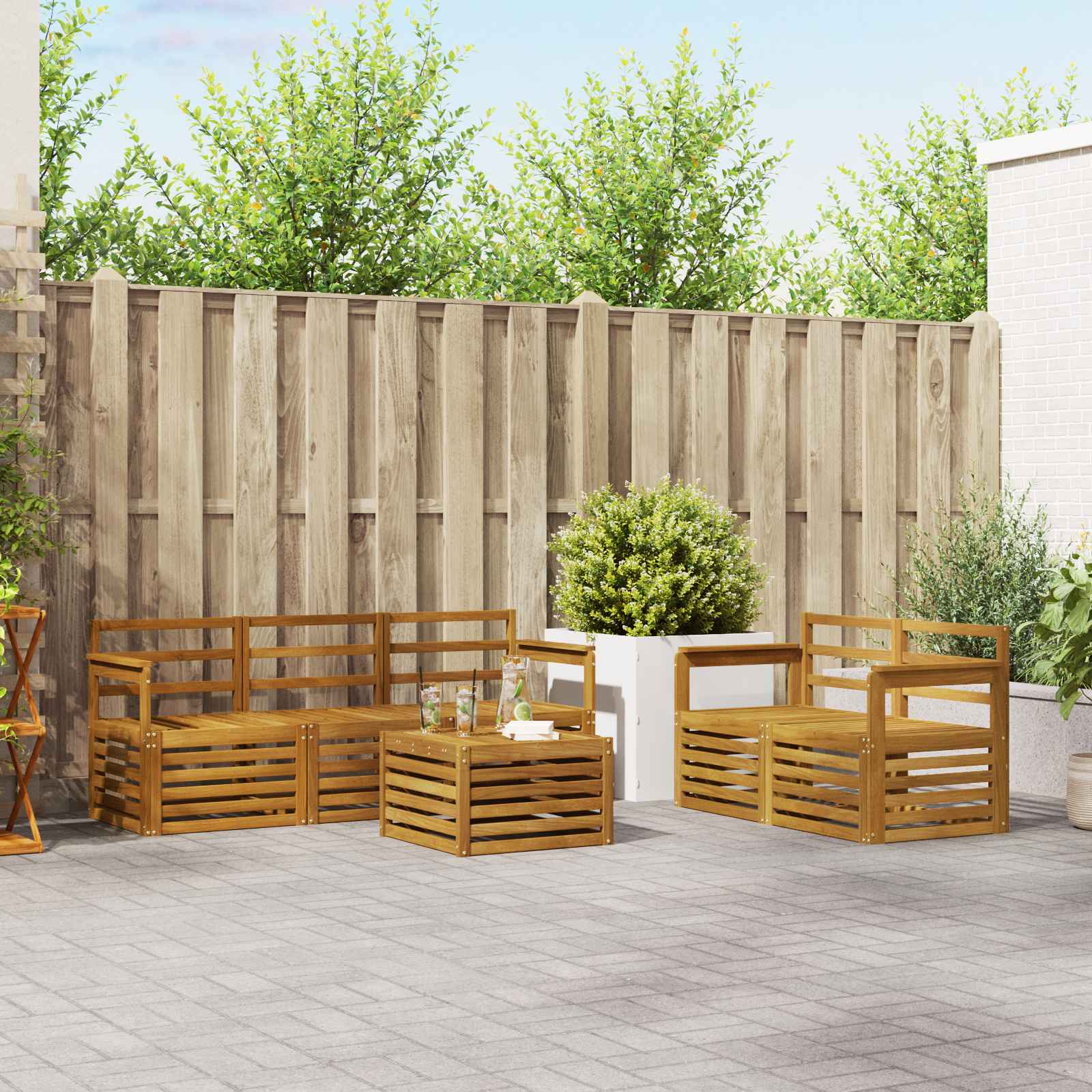 Ensembles de canapés 6 pcs Naturel Bois d'Acacia Massif - XIOS