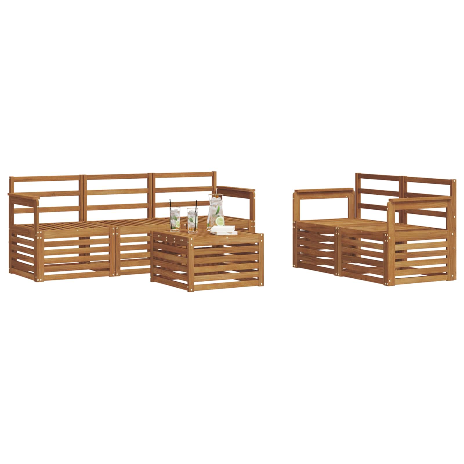 Ensembles de canapés 6 pcs Naturel Bois d'Acacia Massif - XIOS