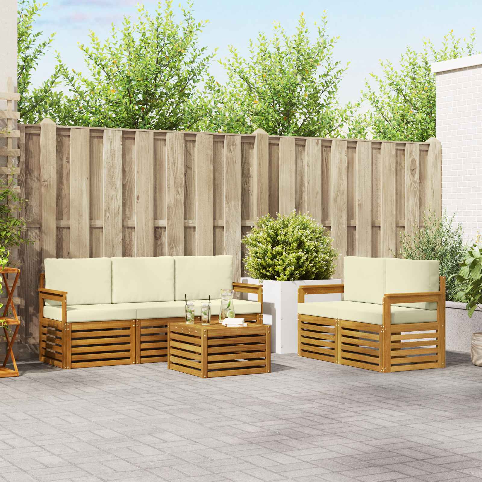 Ensembles de canapés avec coussin 6 pcs Naturel et Crème - XIOS