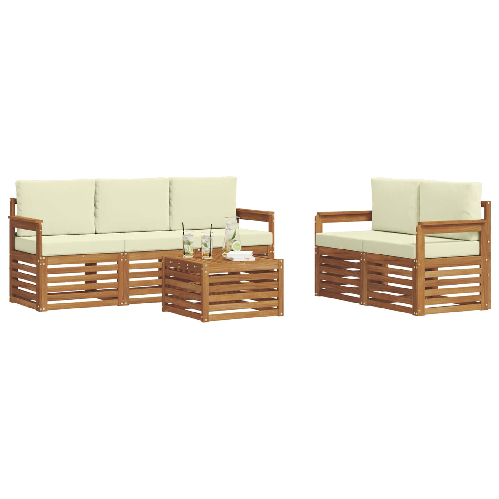 Ensembles de canapés avec coussin 6 pcs Naturel et Crème - XIOS