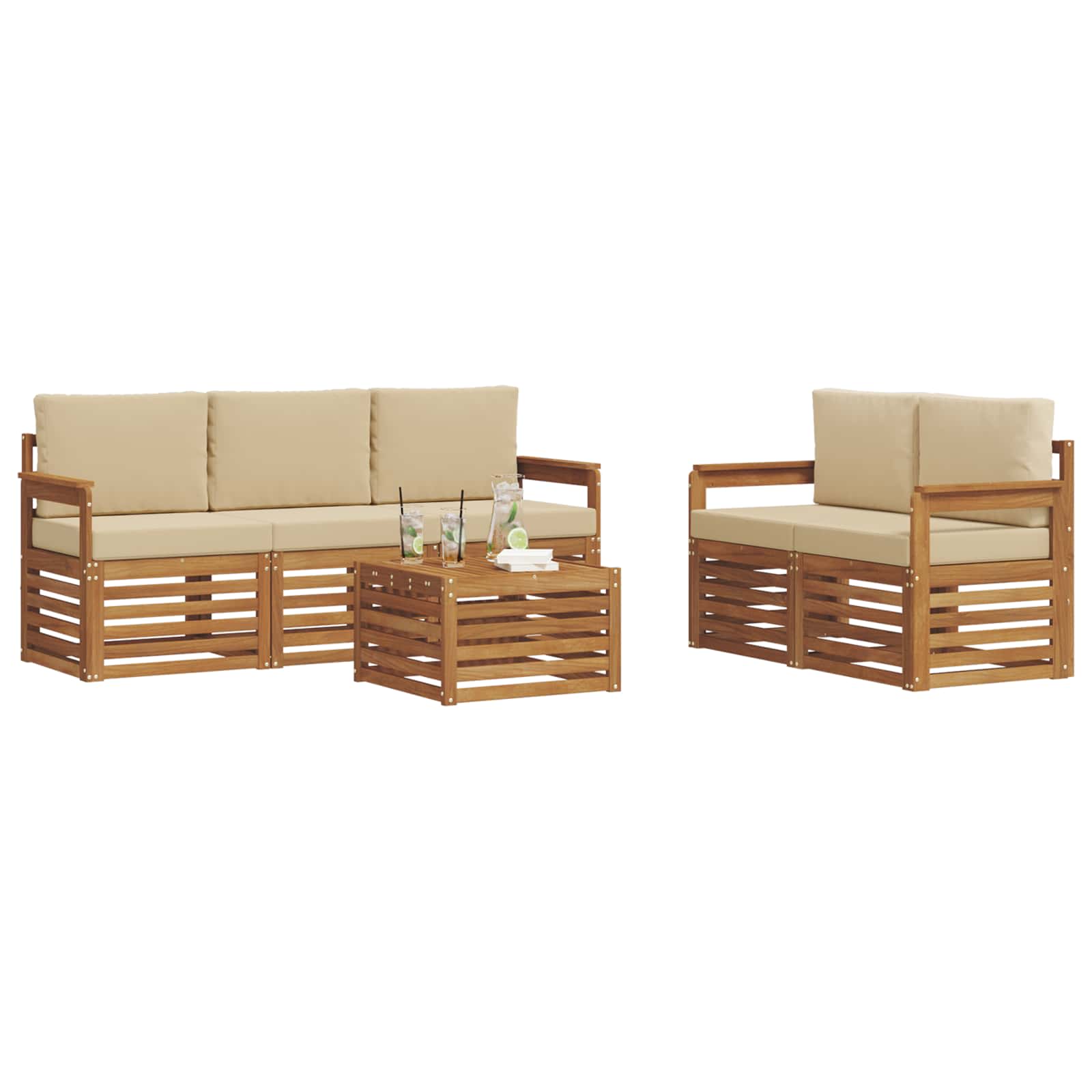 Ensembles de canapés avec coussin 6 pcs Naturel et Beige - XIOS