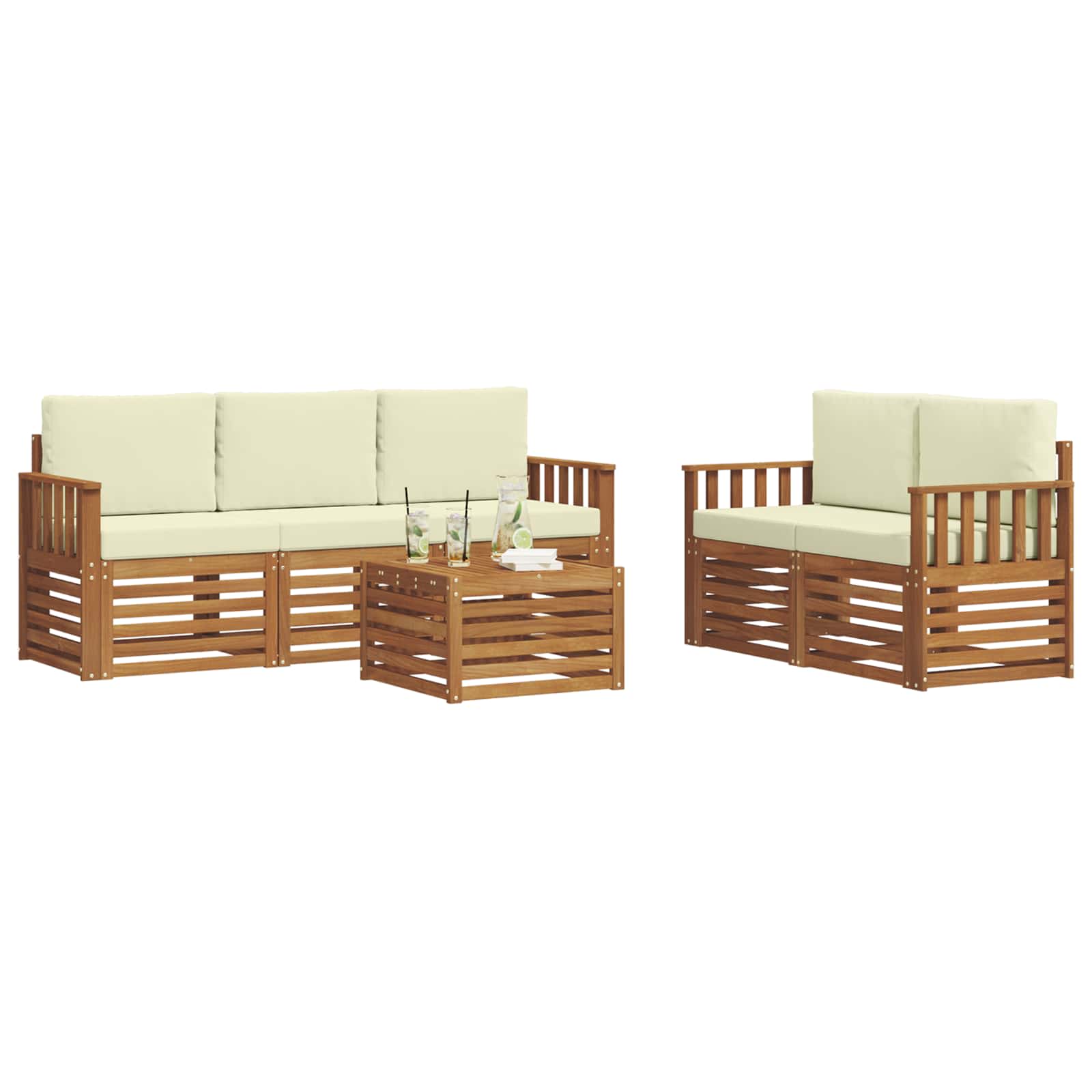 Ensembles de canapés avec coussin 6 pcs Naturel et Crème - XIOS