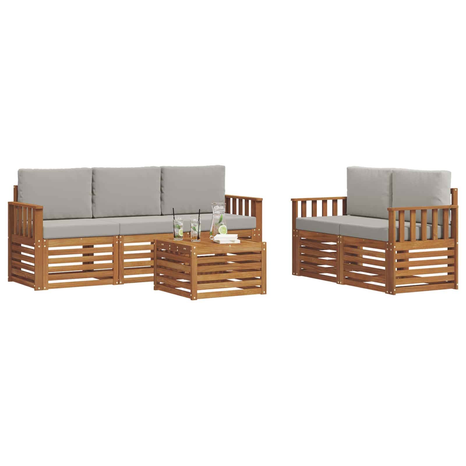 Ensembles de canapés avec coussin 6 pcs Gris Naturel et Clair - XIOS