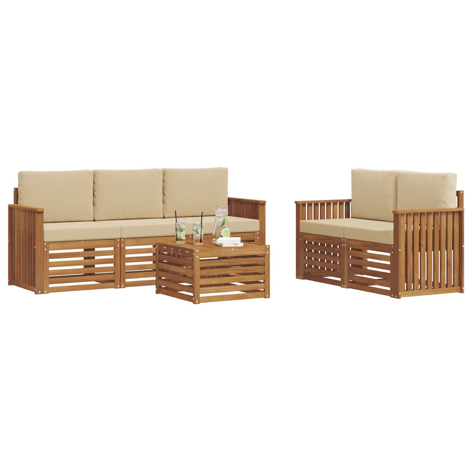 Ensembles de canapés avec coussin 6 pcs Naturel et Beige - XIOS