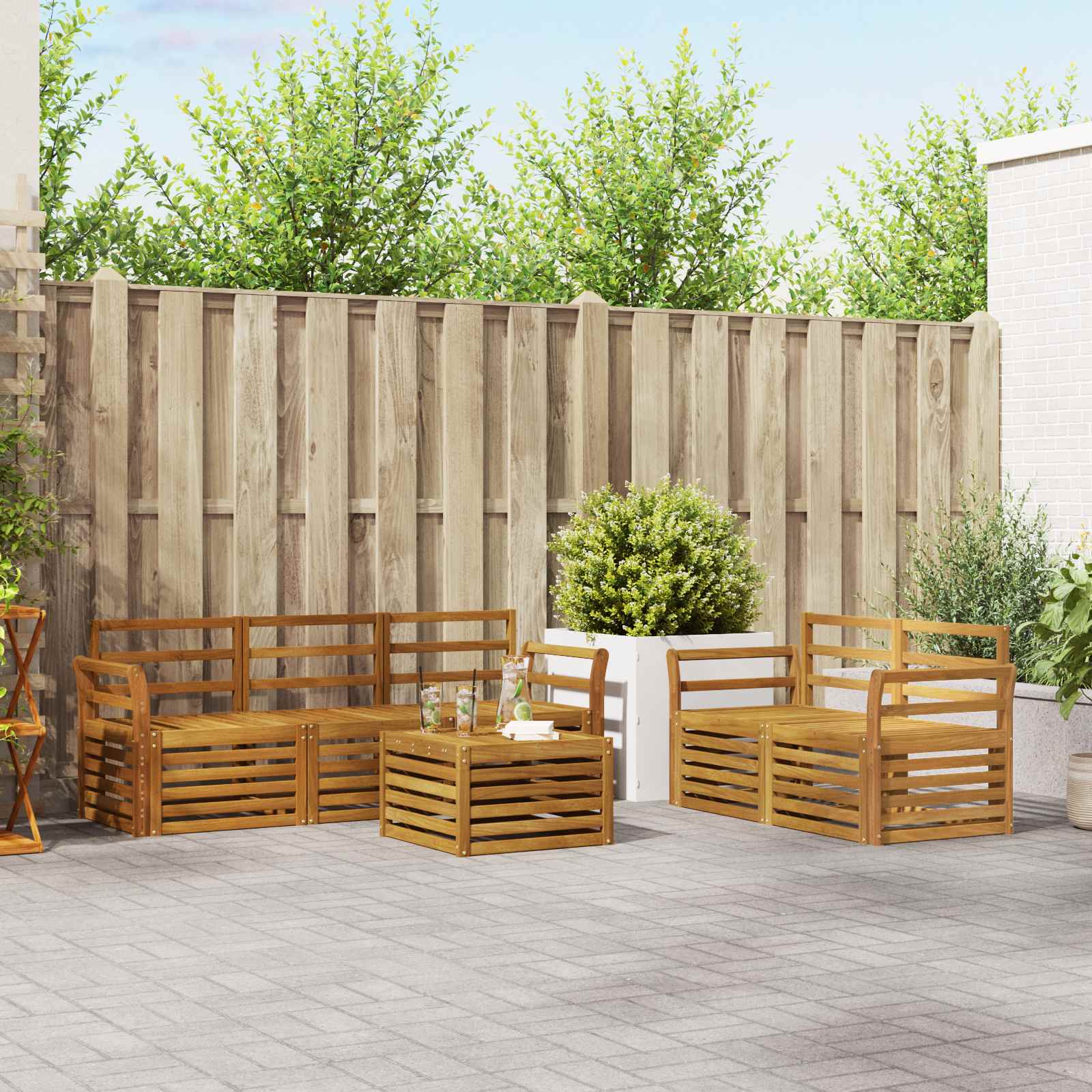 Ensembles de canapés 6 pcs Naturel Bois d'Acacia Massif - XIOS
