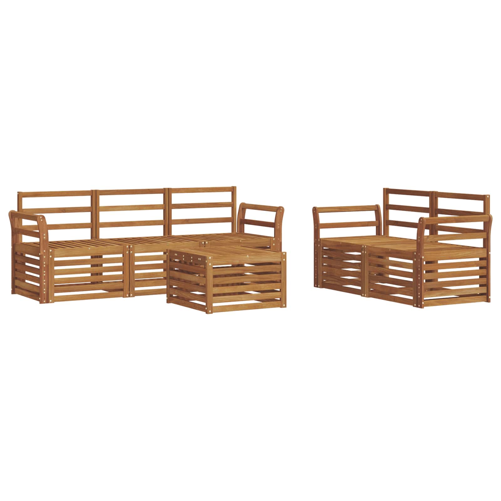 Ensembles de canapés 6 pcs Naturel Bois d'Acacia Massif - XIOS