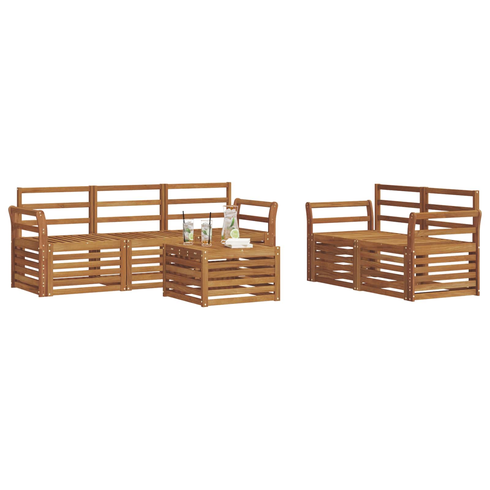 Ensembles de canapés 6 pcs Naturel Bois d'Acacia Massif - XIOS