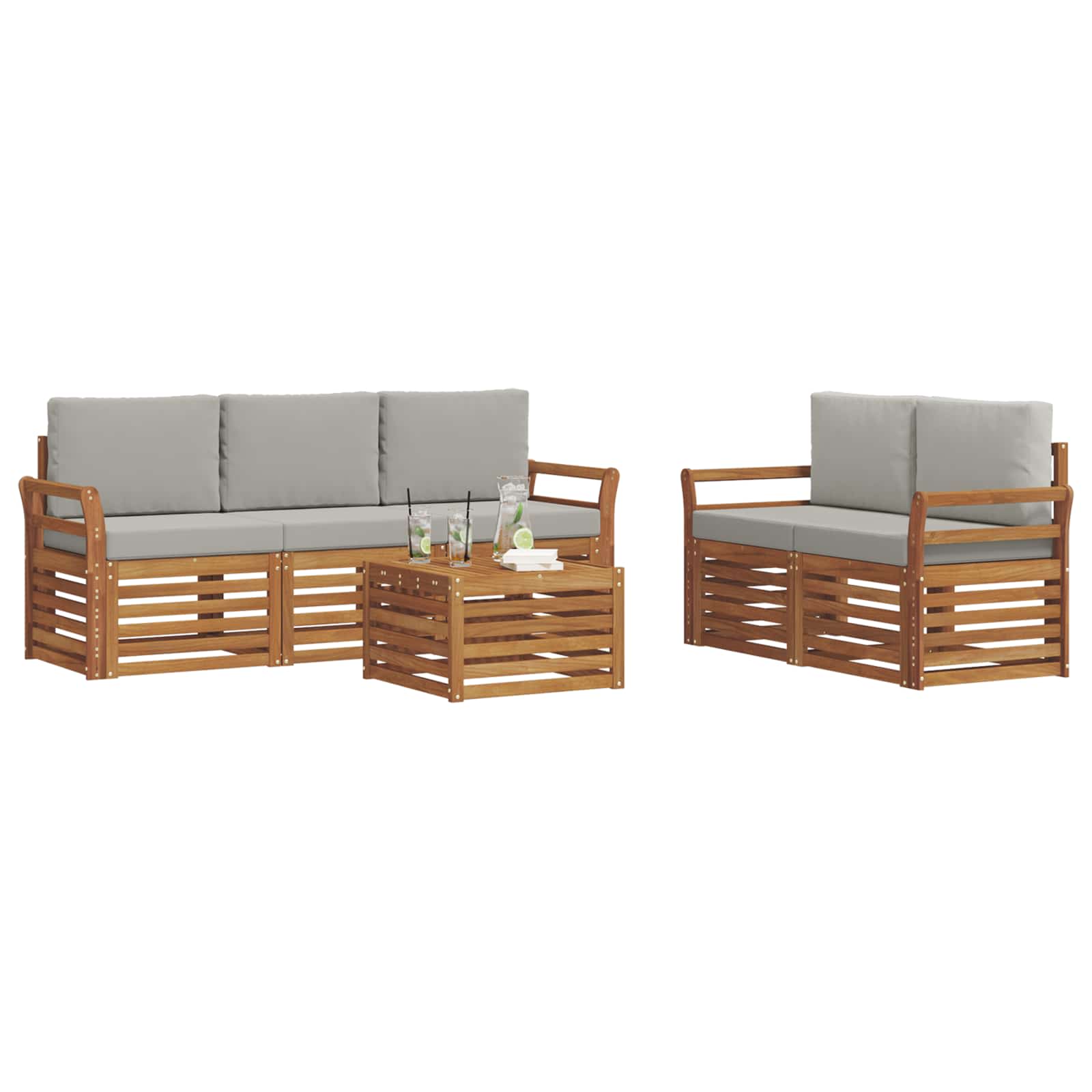 Ensembles de canapés avec coussin 6 pcs Gris Naturel et Clair - XIOS