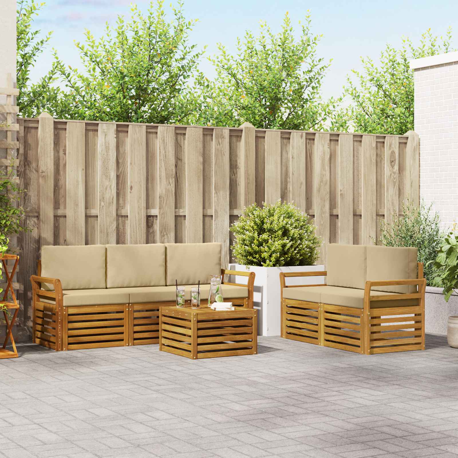 Ensembles de canapés avec coussin 6 pcs Naturel et Beige - XIOS