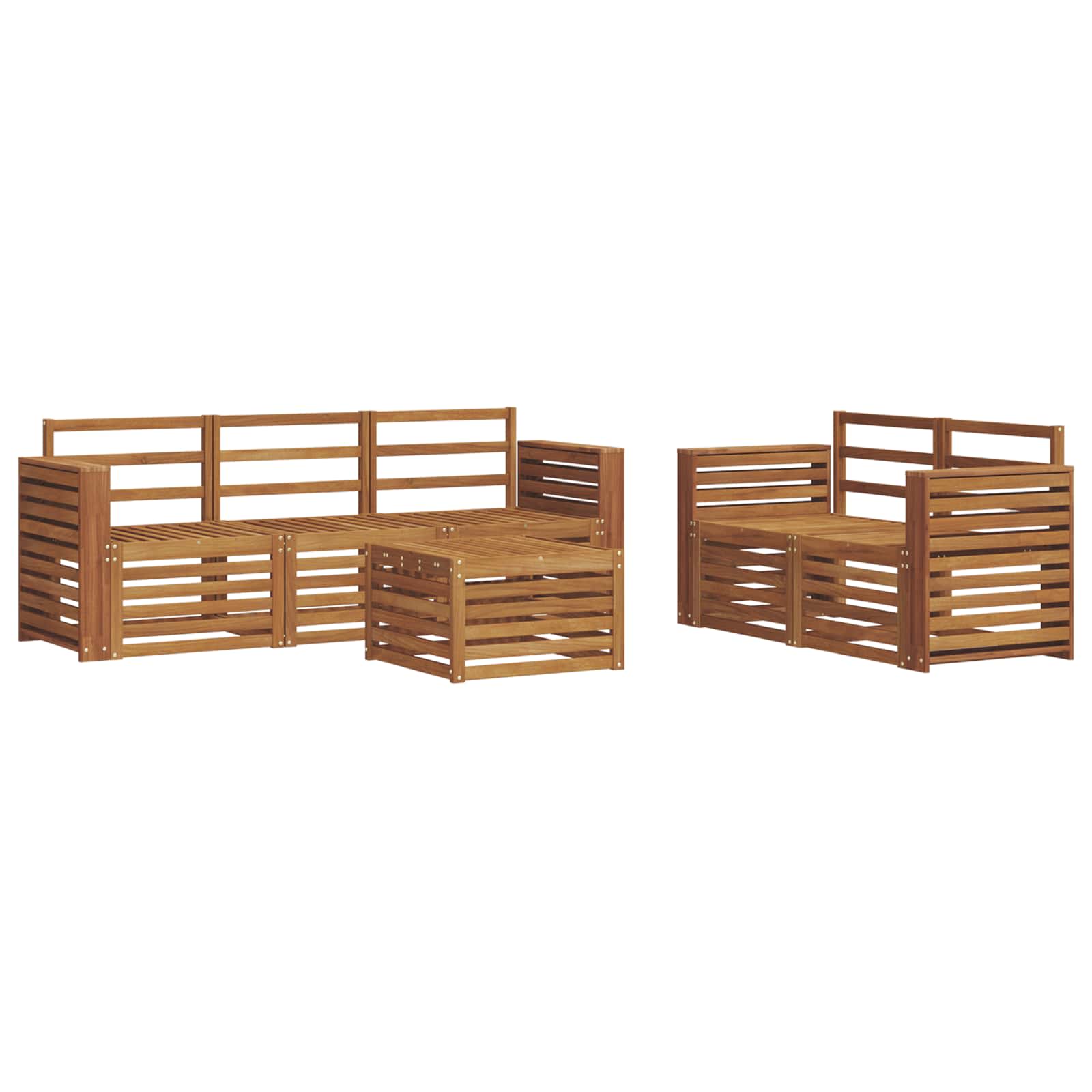 Ensembles de canapés 6 pcs Naturel Bois d'Acacia Massif - XIOS