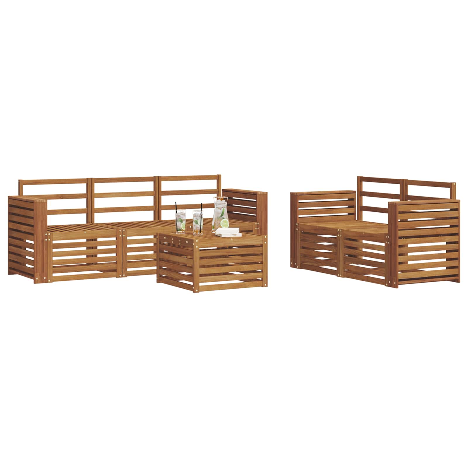 Ensembles de canapés 6 pcs Naturel Bois d'Acacia Massif - XIOS