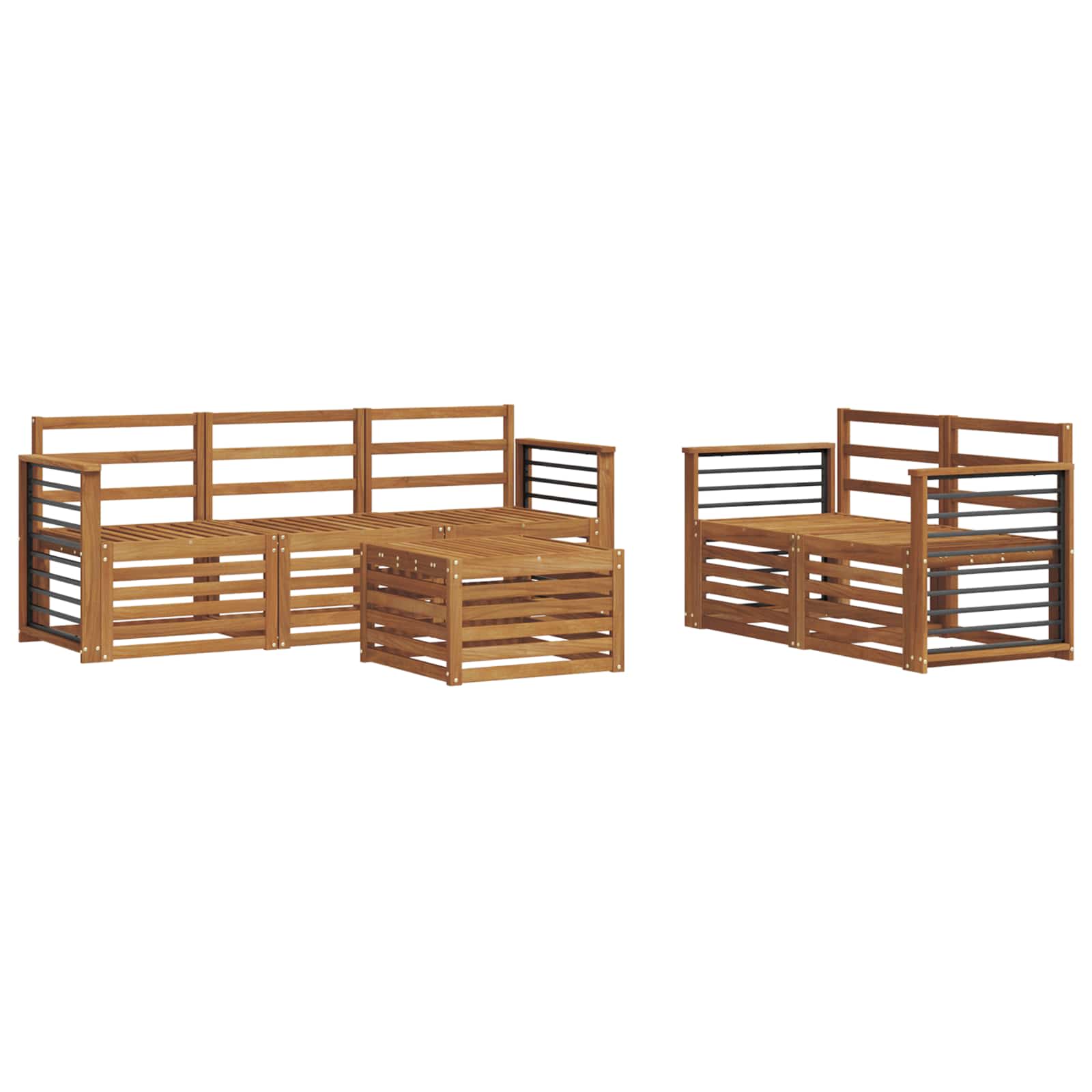Ensembles de canapés 6 pcs Naturel Bois d'Acacia Massif - XIOS