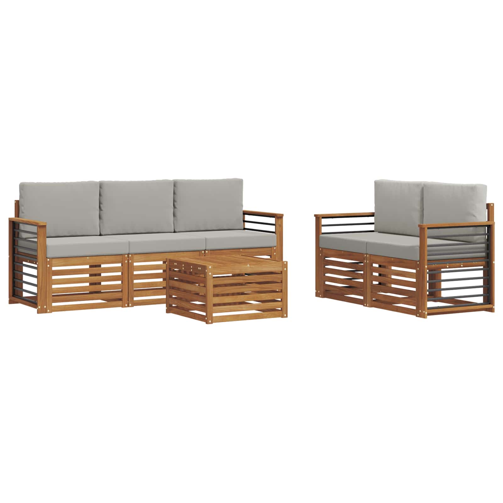Ensembles de canapés avec coussin 6 pcs Gris Naturel et Clair - XIOS