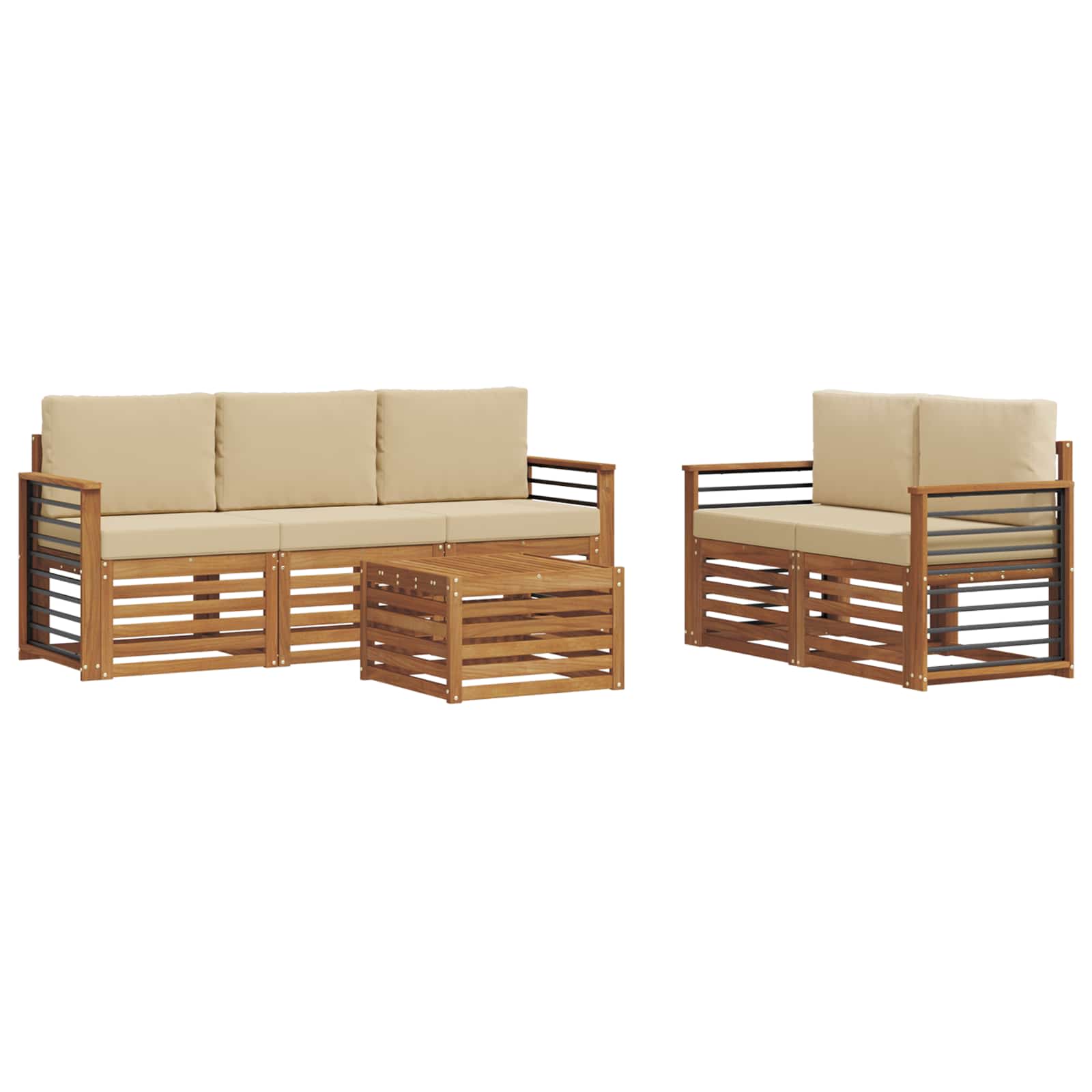Ensembles de canapés avec coussin 6 pcs Naturel et Beige - XIOS