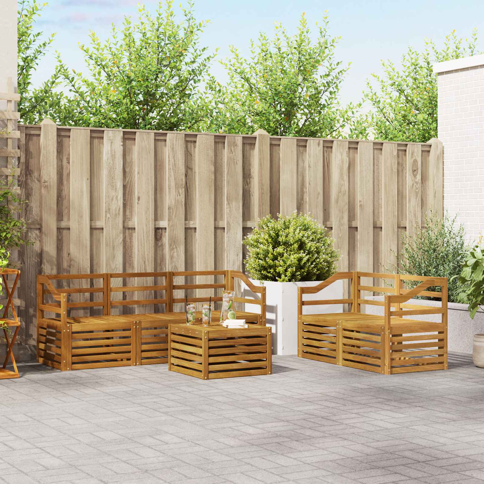 Ensembles de canapés 6 pcs Naturel Bois d'Acacia Massif - XIOS