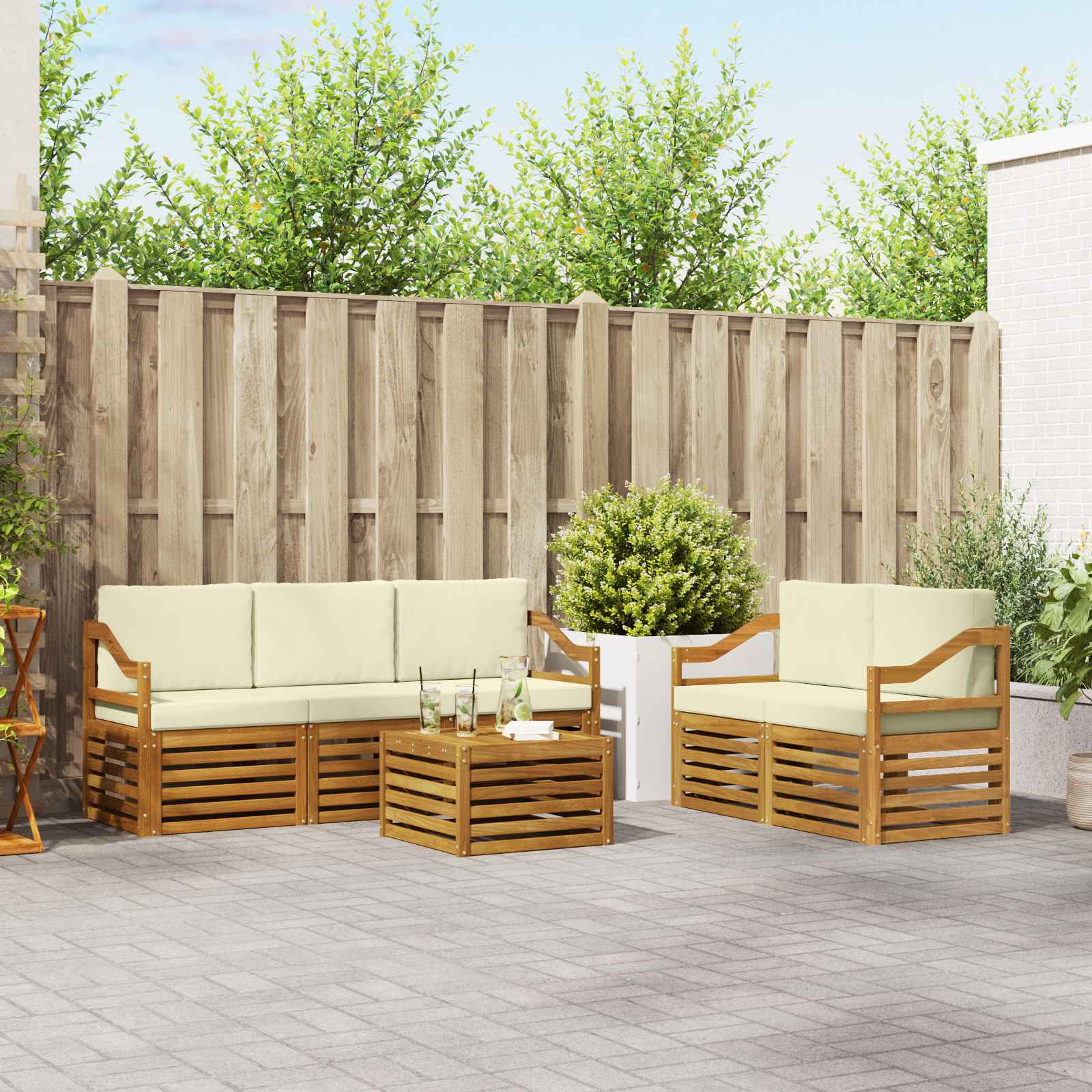 Ensembles de canapés avec coussin 6 pcs Naturel et Crème - XIOS