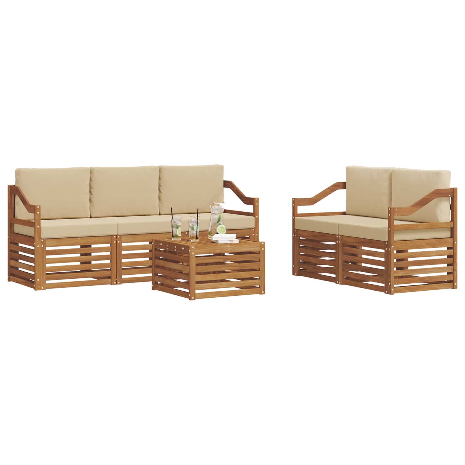 Ensembles de canapés avec coussin 6 pcs Naturel et Beige - XIOS