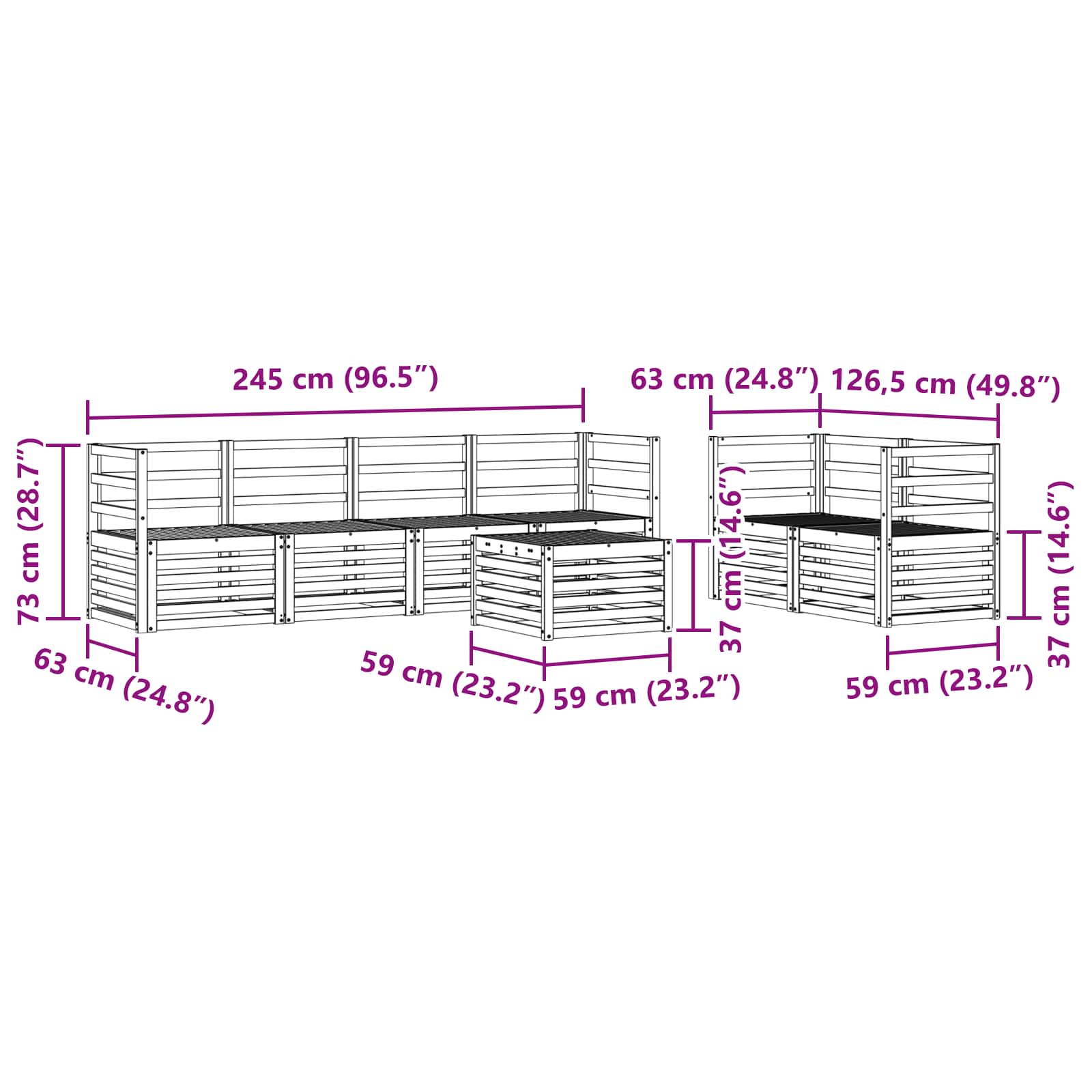 Ensemble de canapés d'extérieur 7 pcs Naturel - XIOS