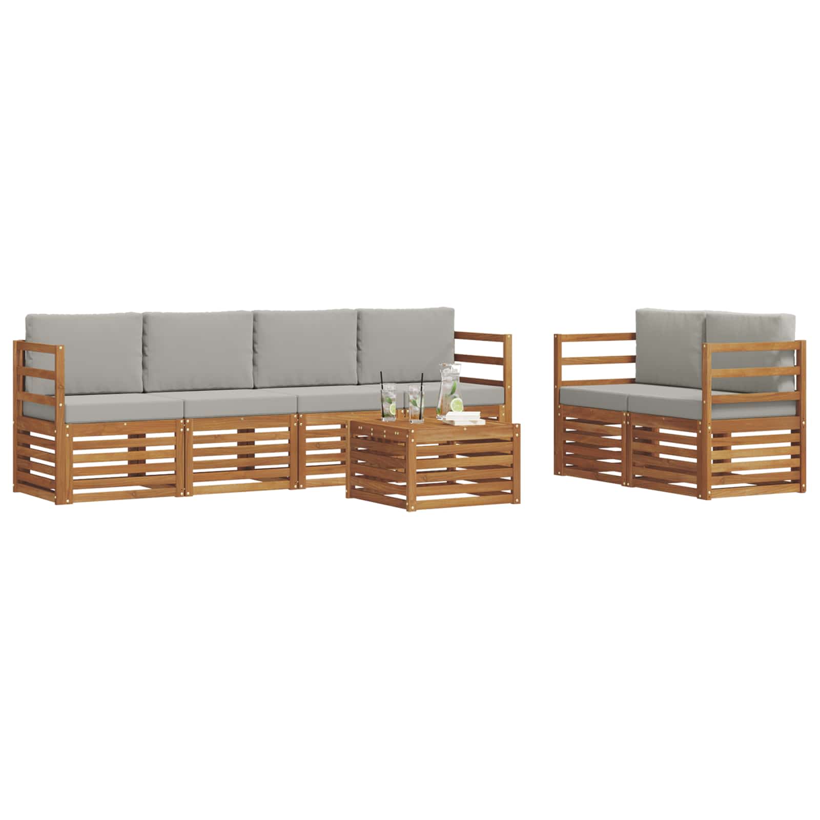 Ensemble de canapés d'extérieur 7 pcs Gris Naturel et Clair
