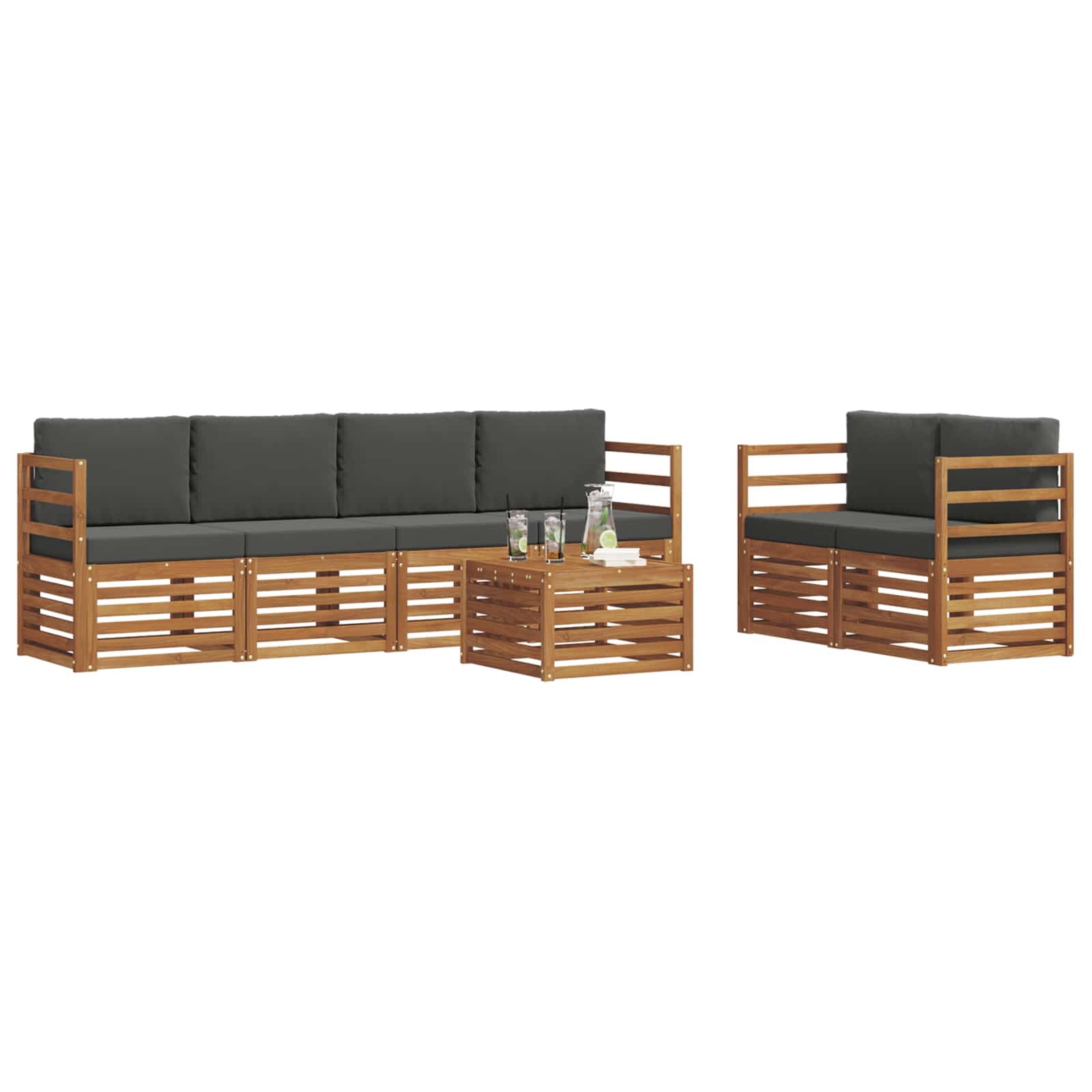 Ensemble de canapés d'extérieur 7 pcs Naturel et Anthracite - XIOS