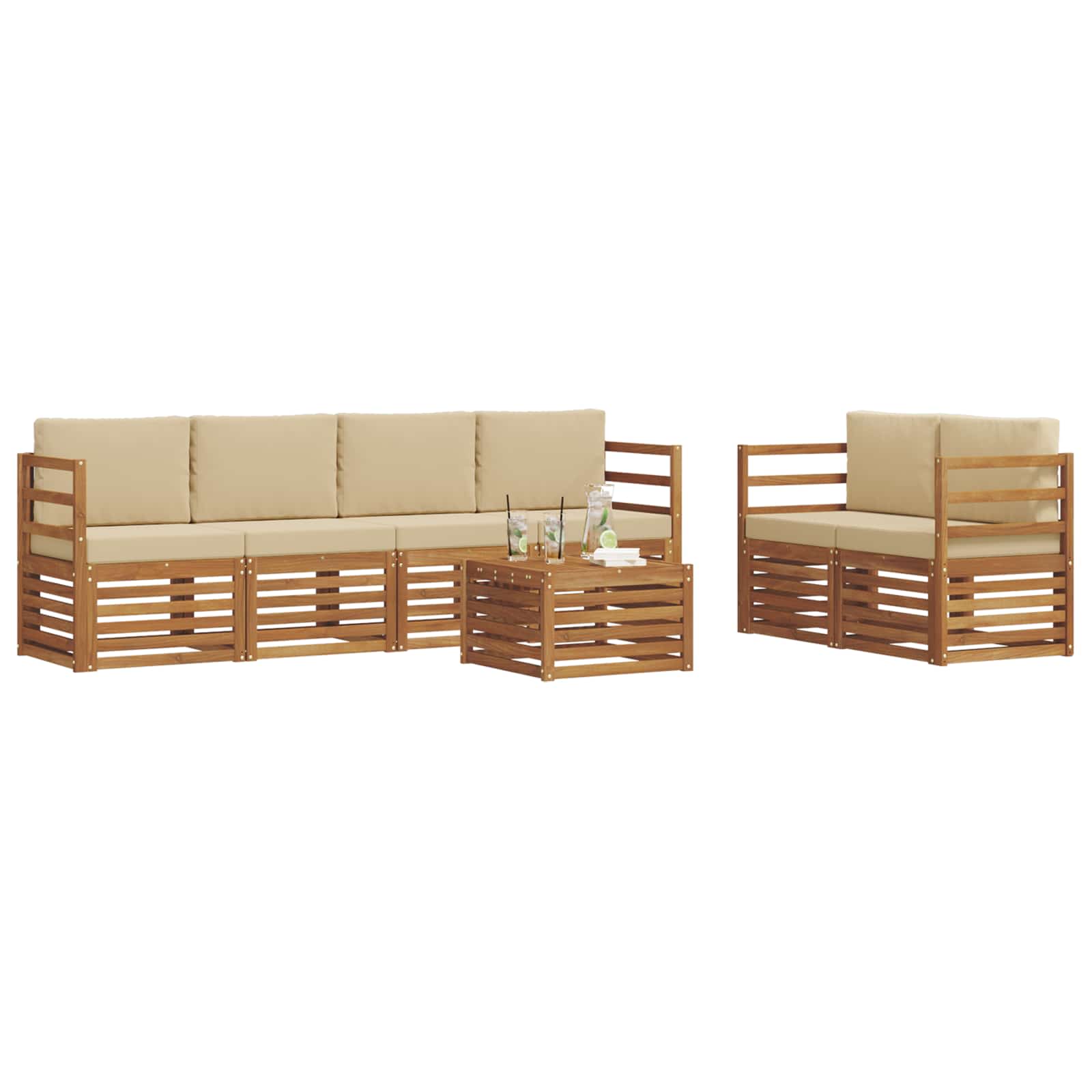 Ensemble de canapés d'extérieur 7 pcs Naturel et Beige - XIOS