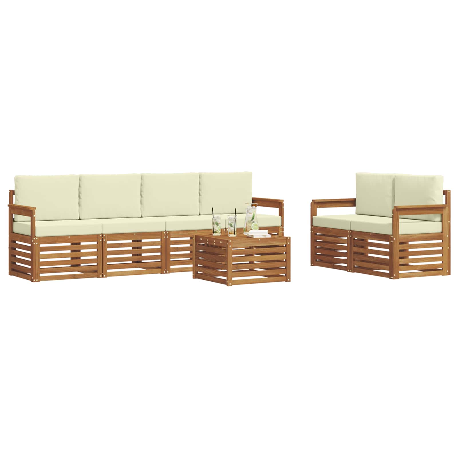 Ensemble de canapés d'extérieur 7 pcs Naturel et Crème - XIOS
