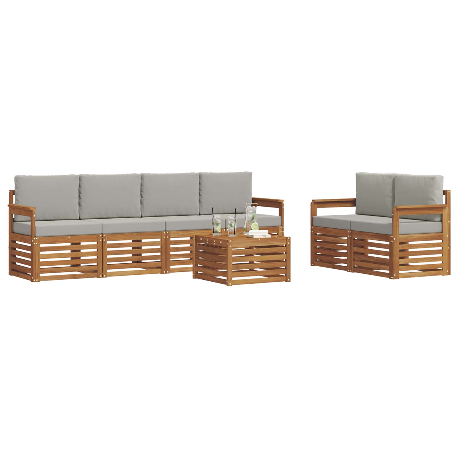 Ensemble de canapés d'extérieur 7 pcs Gris Naturel et Clair