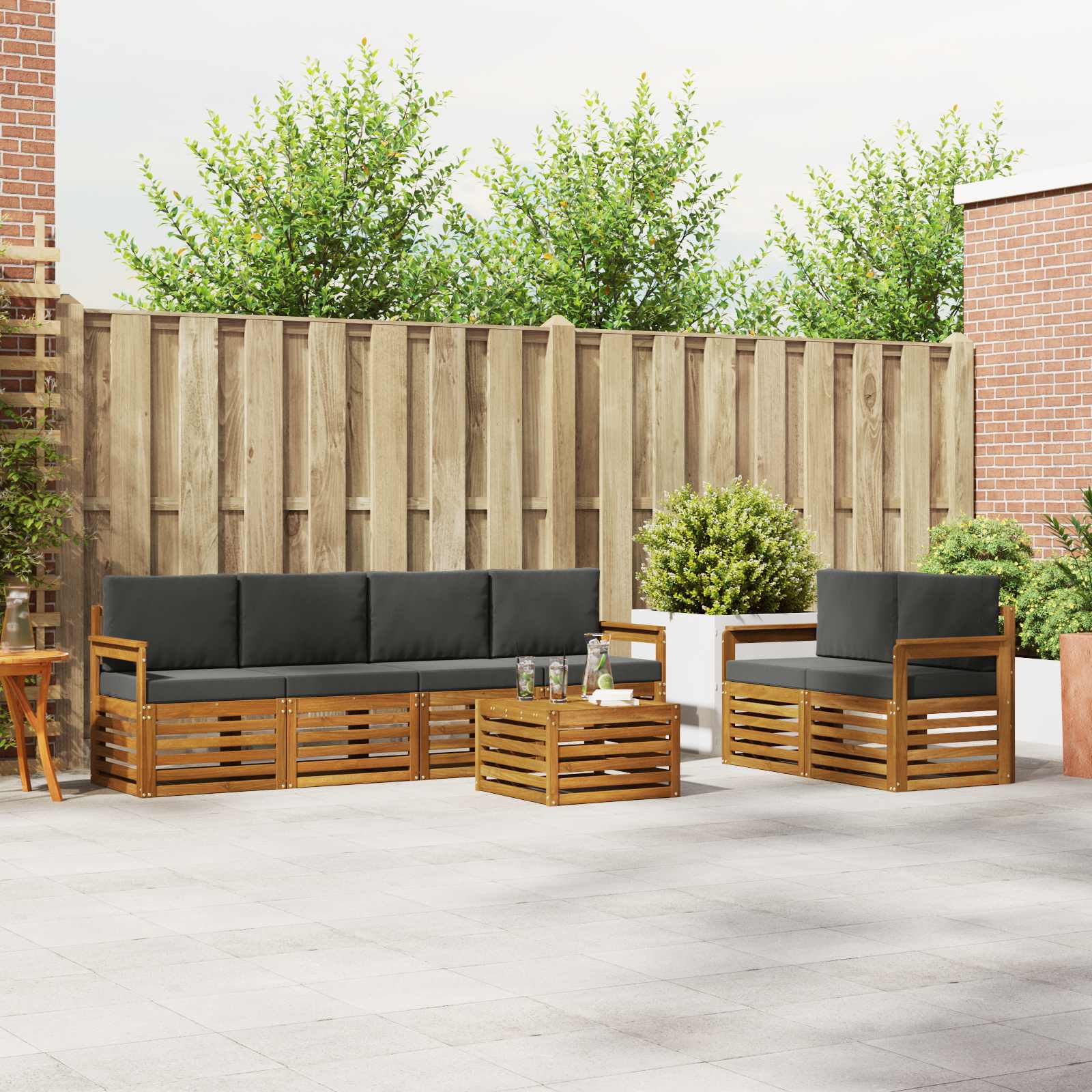 Ensemble de canapés d'extérieur 7 pcs Naturel et Anthracite - XIOS