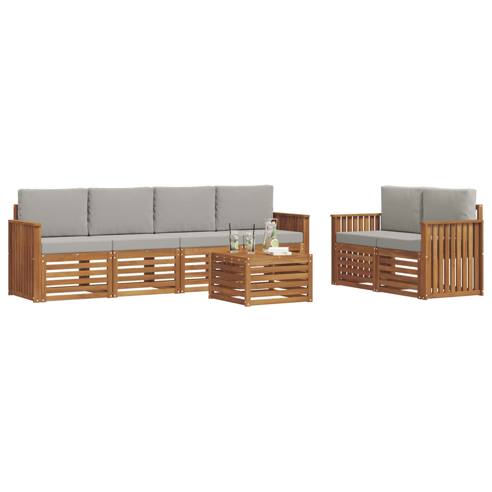 Ensemble de canapés d'extérieur 7 pcs Gris Naturel et Clair