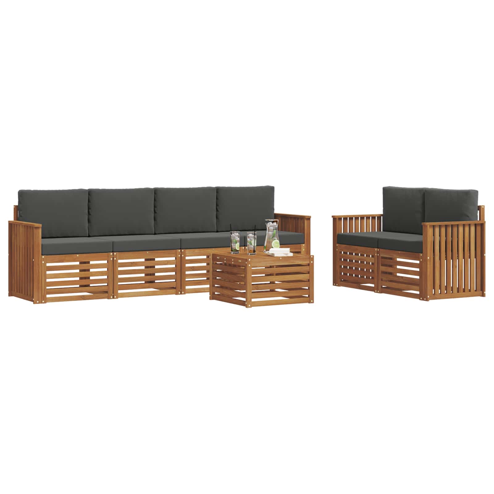 Ensemble de canapés d'extérieur 7 pc Naturel et Anthracite