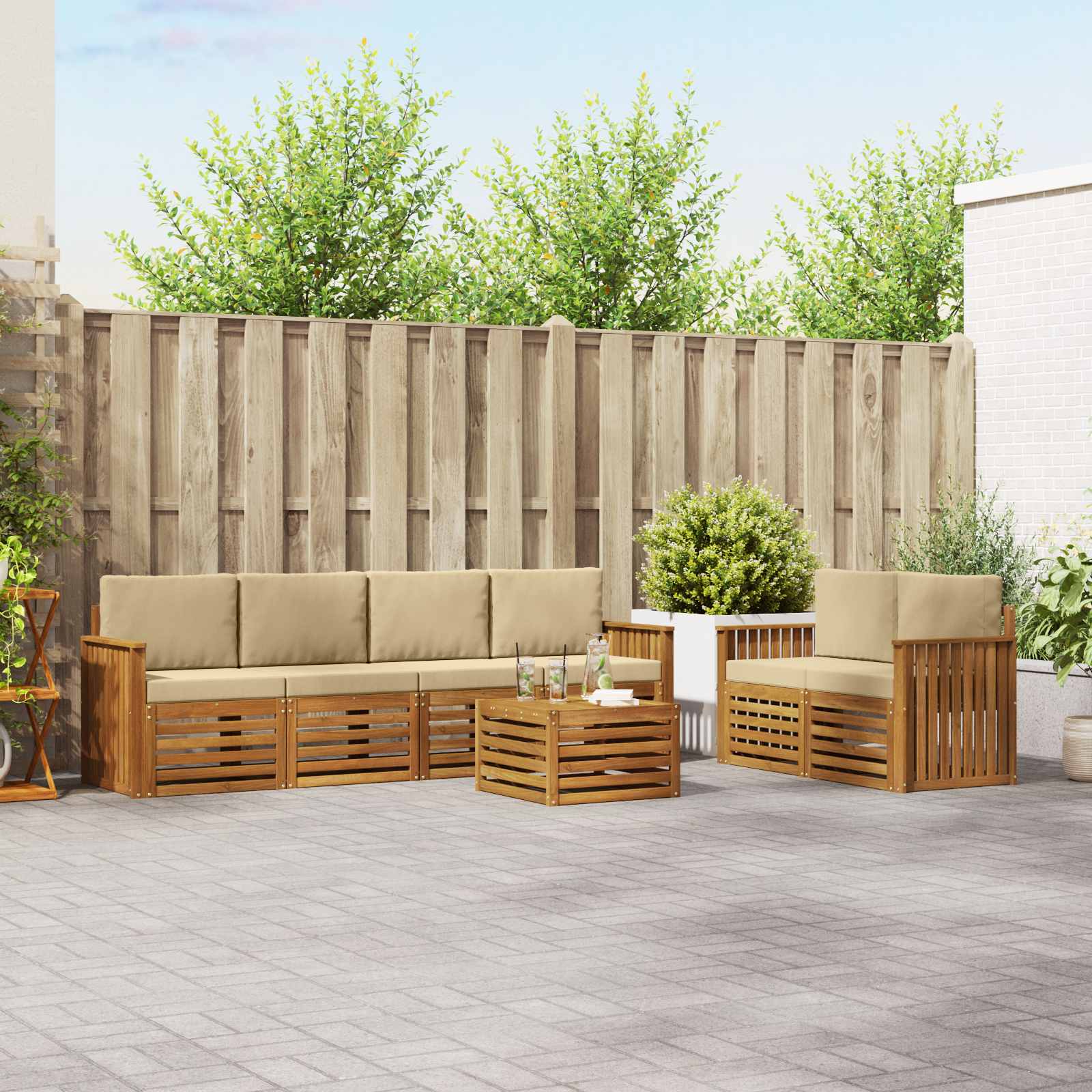 Ensemble de canapés d'extérieur 7 pcs Naturel et Beige - XIOS