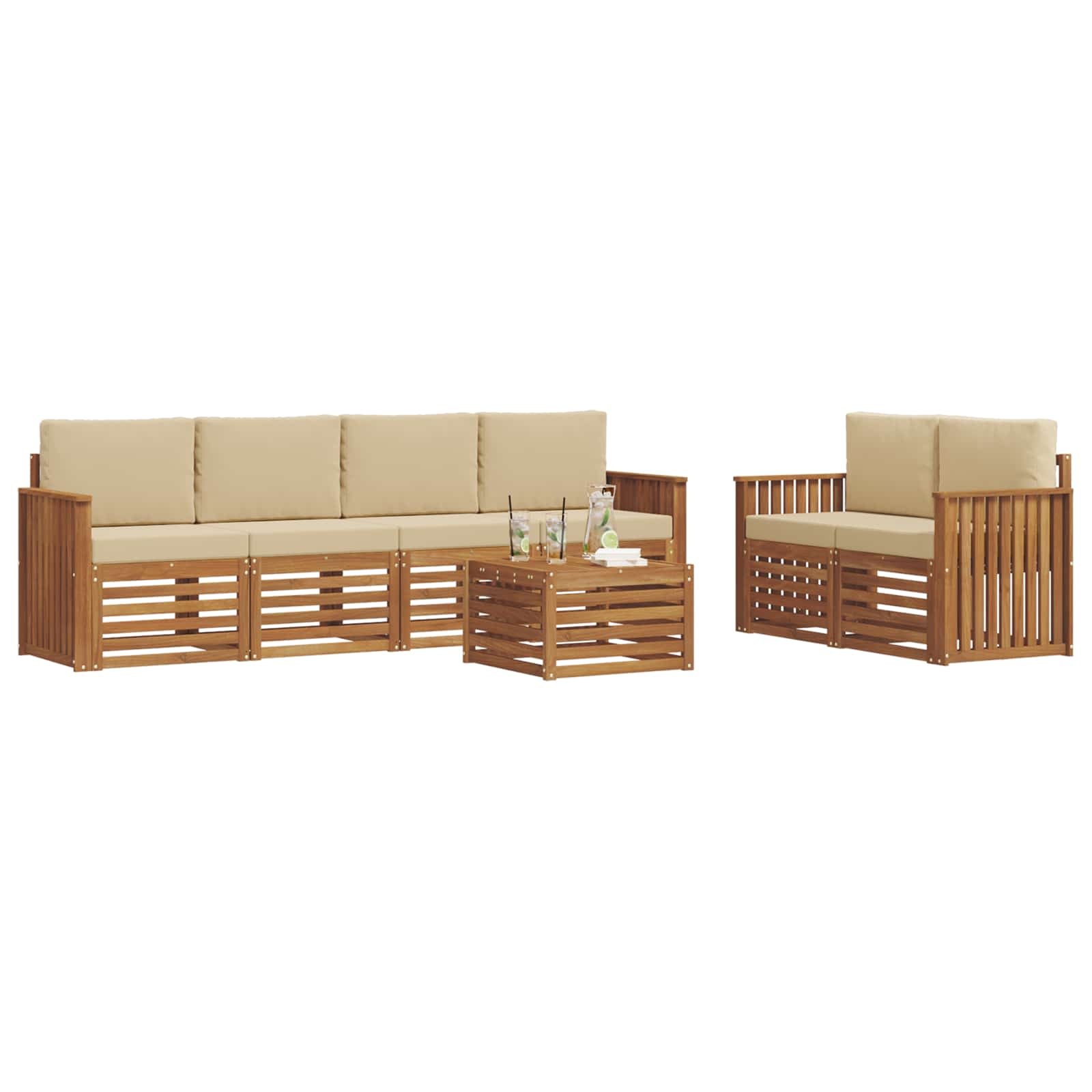 Ensemble de canapés d'extérieur 7 pcs Naturel et Beige - XIOS