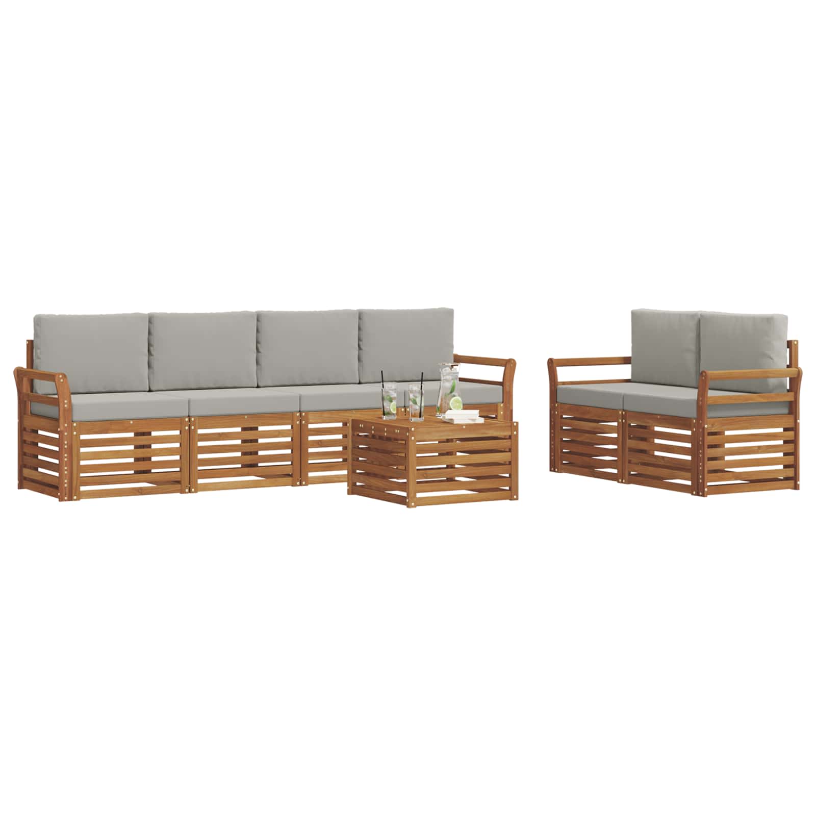 Ensemble de canapés d'extérieur 7 pcs Gris Naturel et Clair