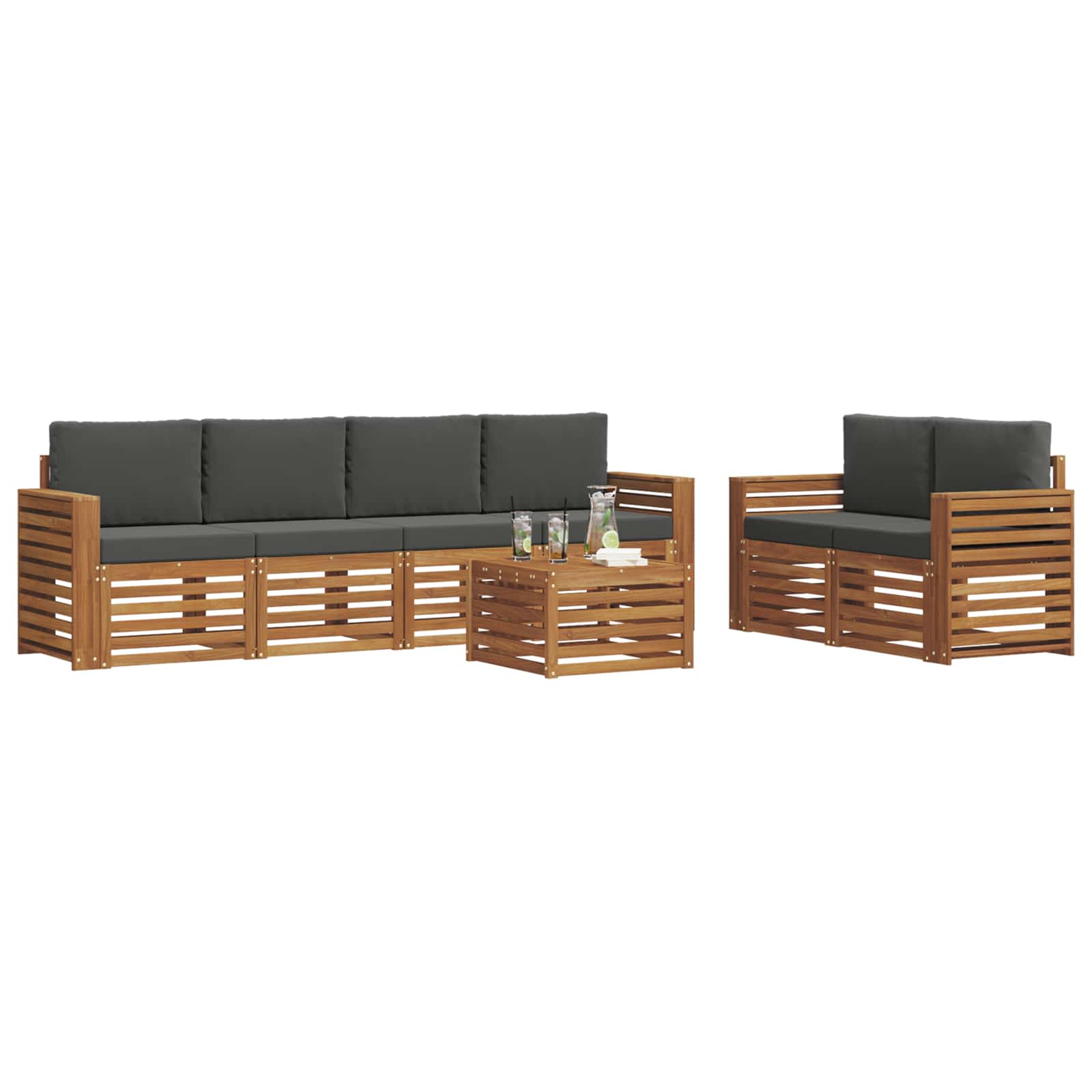 Ensemble de canapés d'extérieur 7 pcs Naturel et Anthracite - XIOS