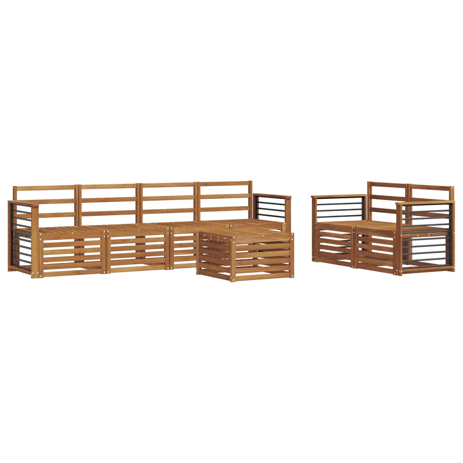 Ensembles de canapés 7 pcs Naturel Bois d'Acacia Massif - XIOS